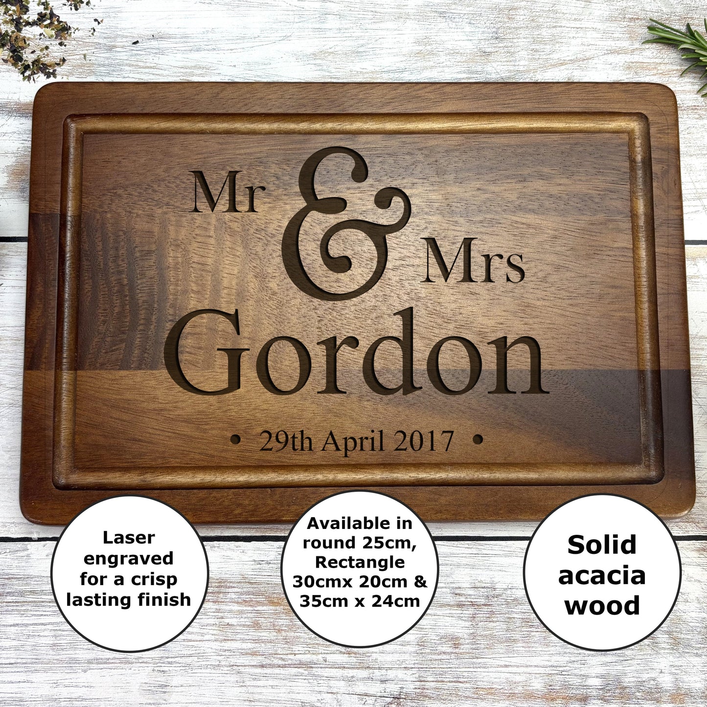 Mr & Mrs Chopping Board - Personalised Wedding Gift