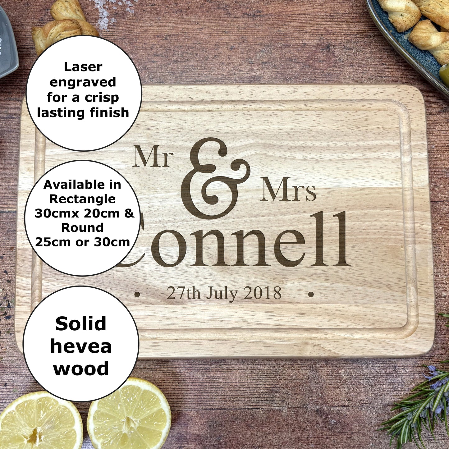 Mr & Mrs Chopping Board - Personalised Wedding Gift