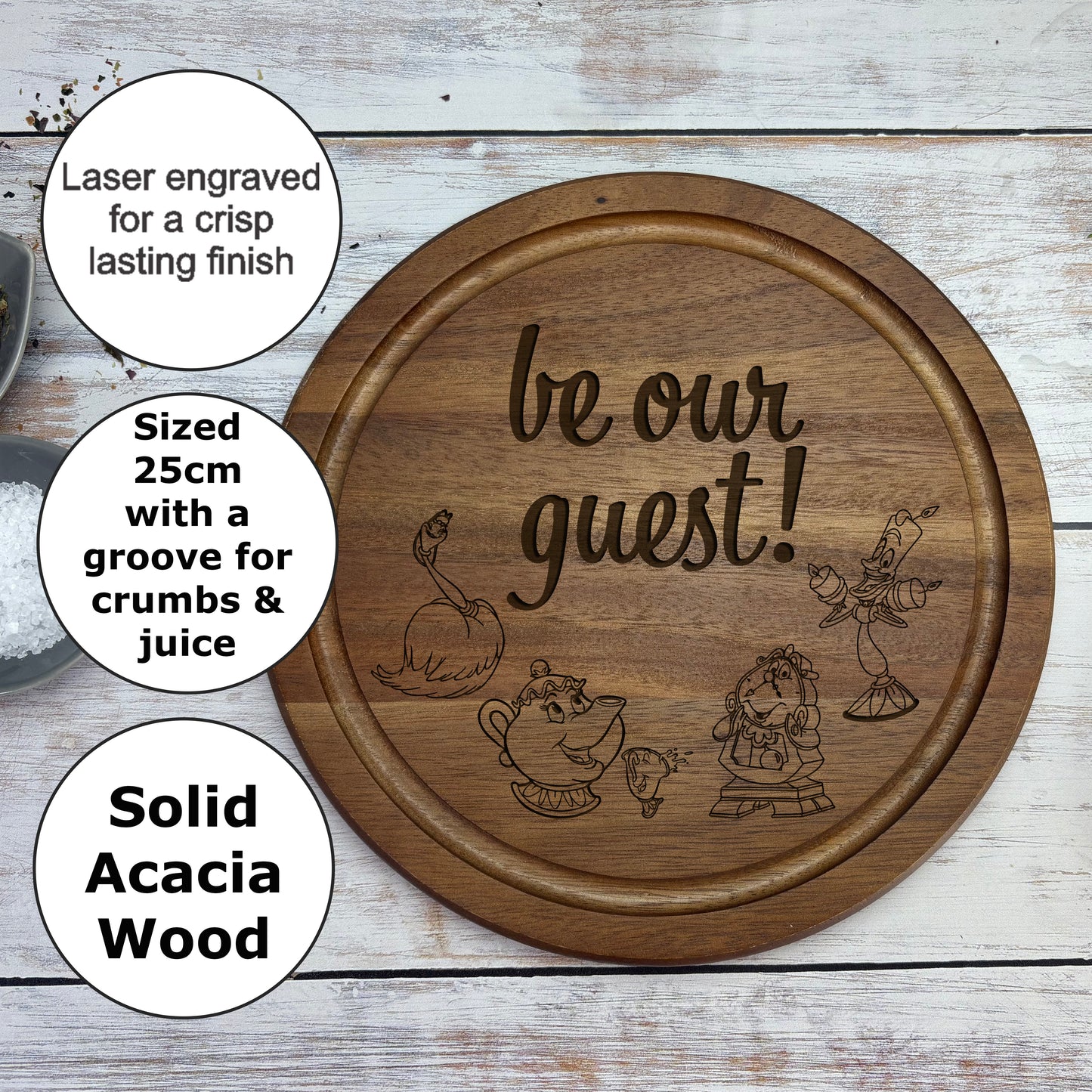 Beauty and the Beast Disney Movie Be Our Guest Chopping Board Cooking Gift Present Kitchen Decor HousewarmingChristmas Gift Birthday Present