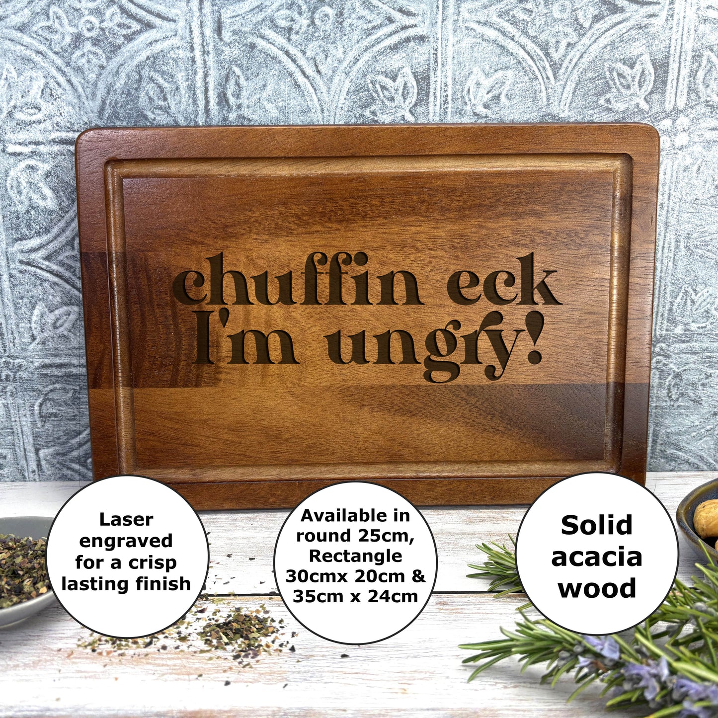 Chuffin Eck I'm Ungry - Yorkshire Dialect - Chopping Board