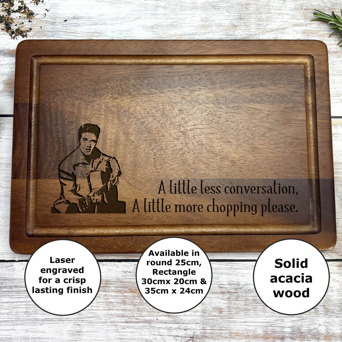 Elvis A Little Less Conversation Funny Chopping Board Cooking Gift Present Kitchen Decor Housewarming