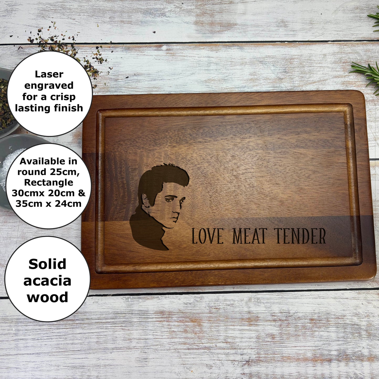 Elvis Love Meat Tender Funny Chopping Board Engraved Home Decor Cooking Kitchen Christmas Gift Birthday Present