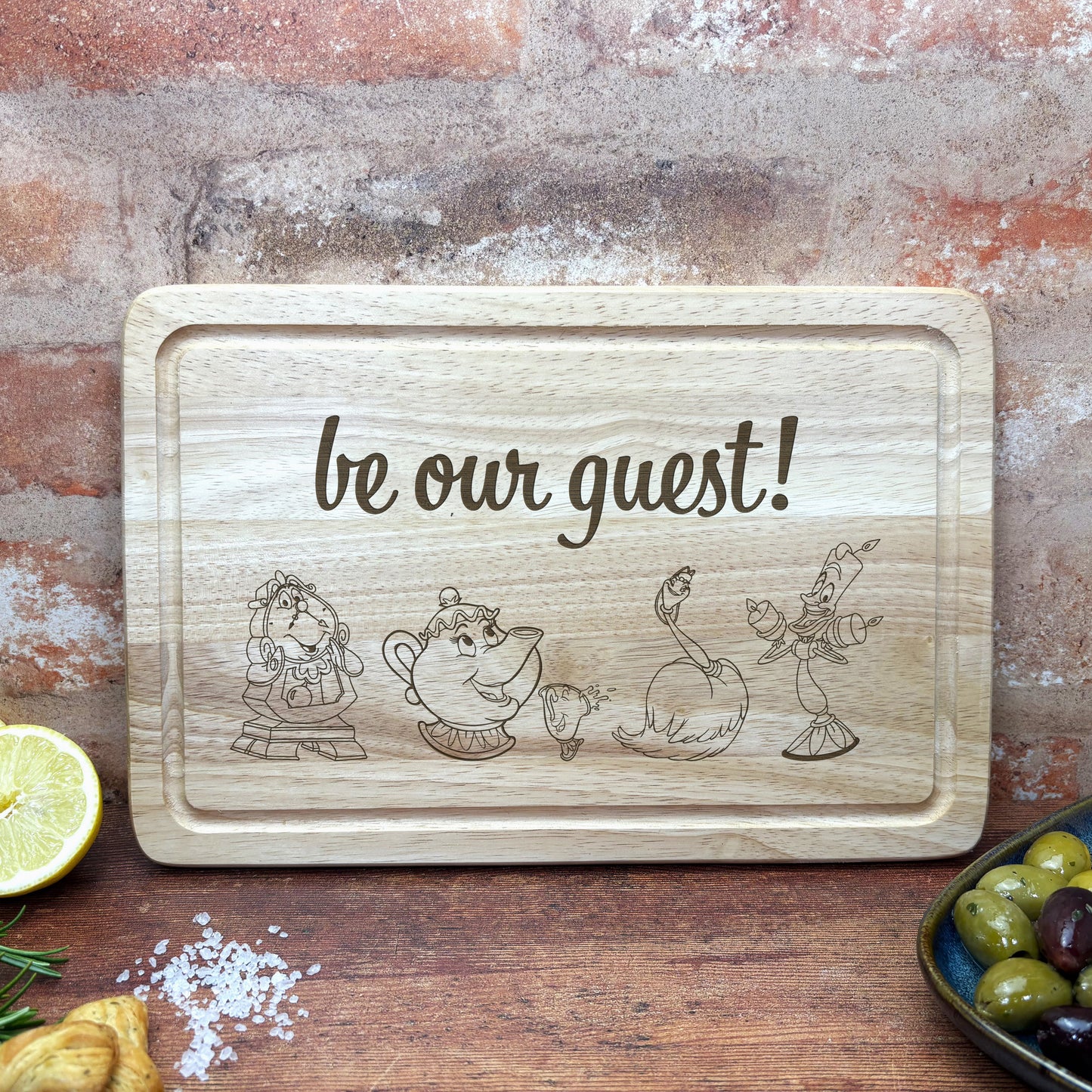Beauty and the Beast Disney Movie Be Our Guest Chopping Board Cooking Gift Present Kitchen Decor HousewarmingChristmas Gift Birthday Present