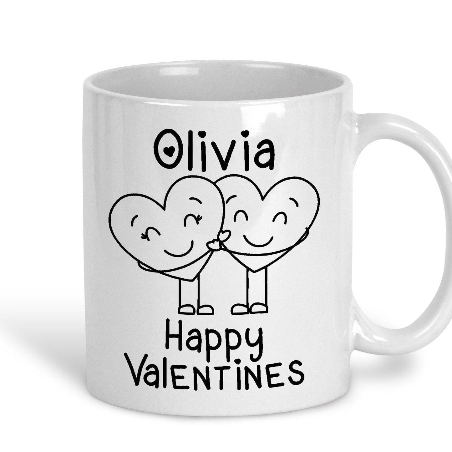 Happy Valentines Hearts Couple Cute Personalised Valentine's Day Ceramic Mug