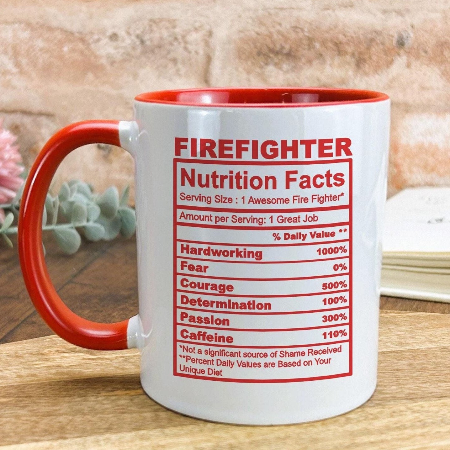 Firefighter Nutrition Facts Ceramic Mug