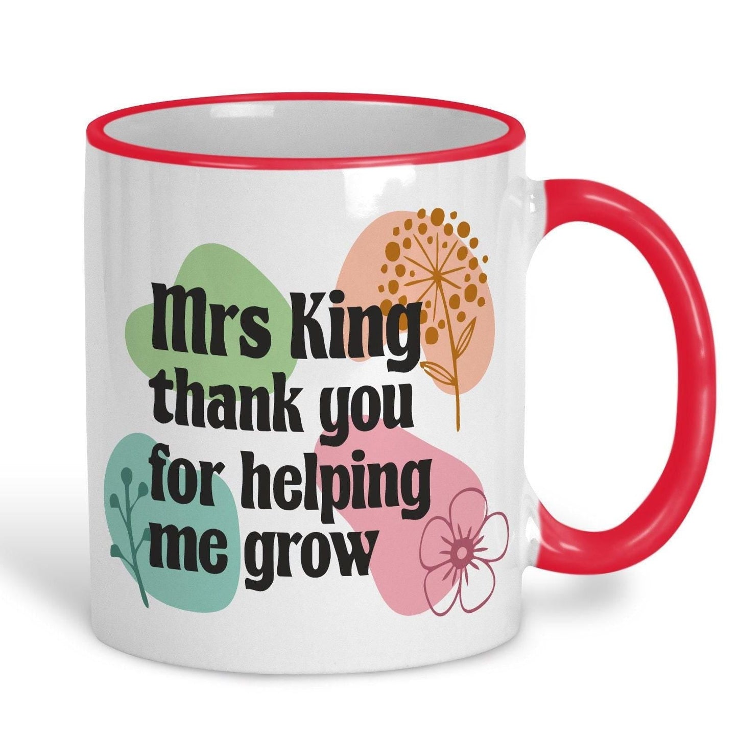 Helping Me Grow Teacher Personalised Ceramic Mug