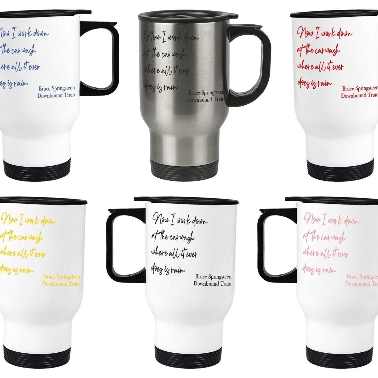 Bruce Springsteen Downbound Train 80s Personalised Travel Mug