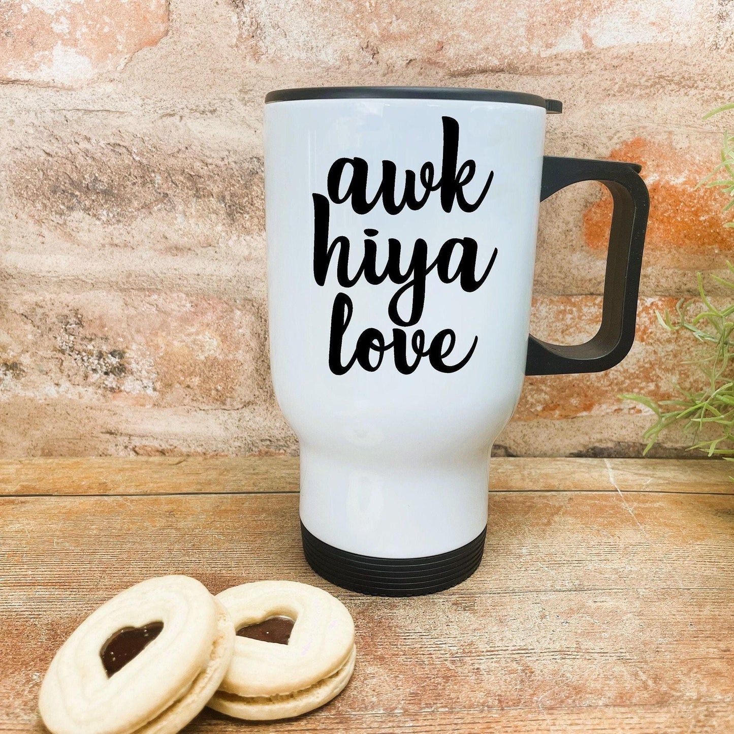 Awk Hiya Love - Northern Ireland Dialect - Personalised Travel Mug