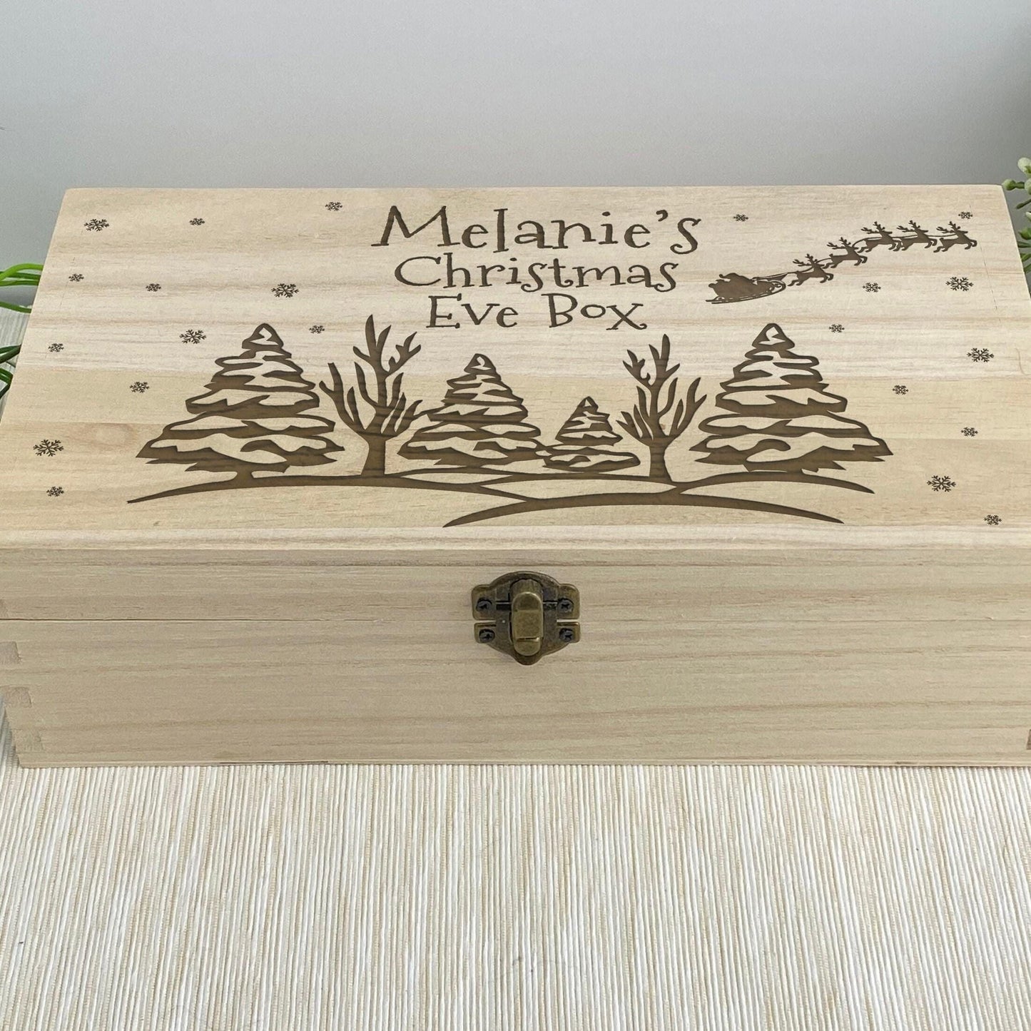 Snowy Tree Silhouette & Santa Sleigh Christmas Eve Box - Personalised Box XMAS Gift