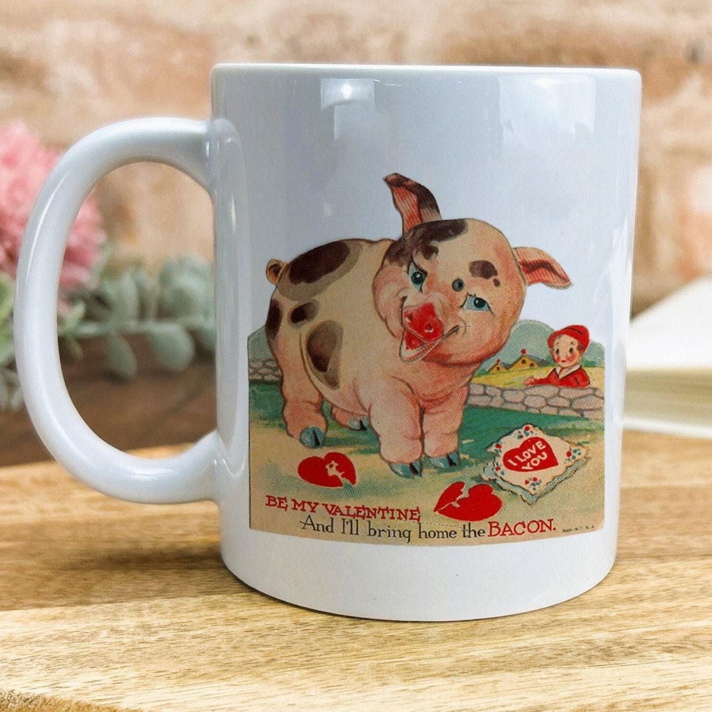 I'll Bring Home The Bacon Valentine's Day Mug Retro Design