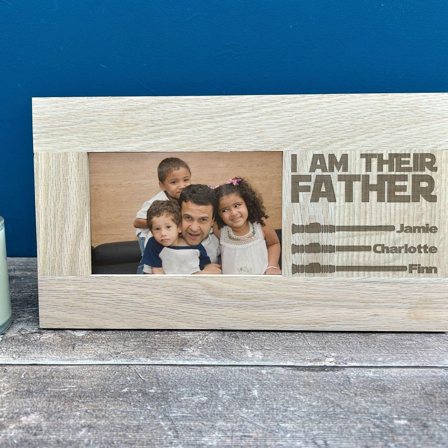 I Am Their Father - Star Wars Lightsabre - Father's Day Personalised Gift - Oak Photo Frame 6'x4'