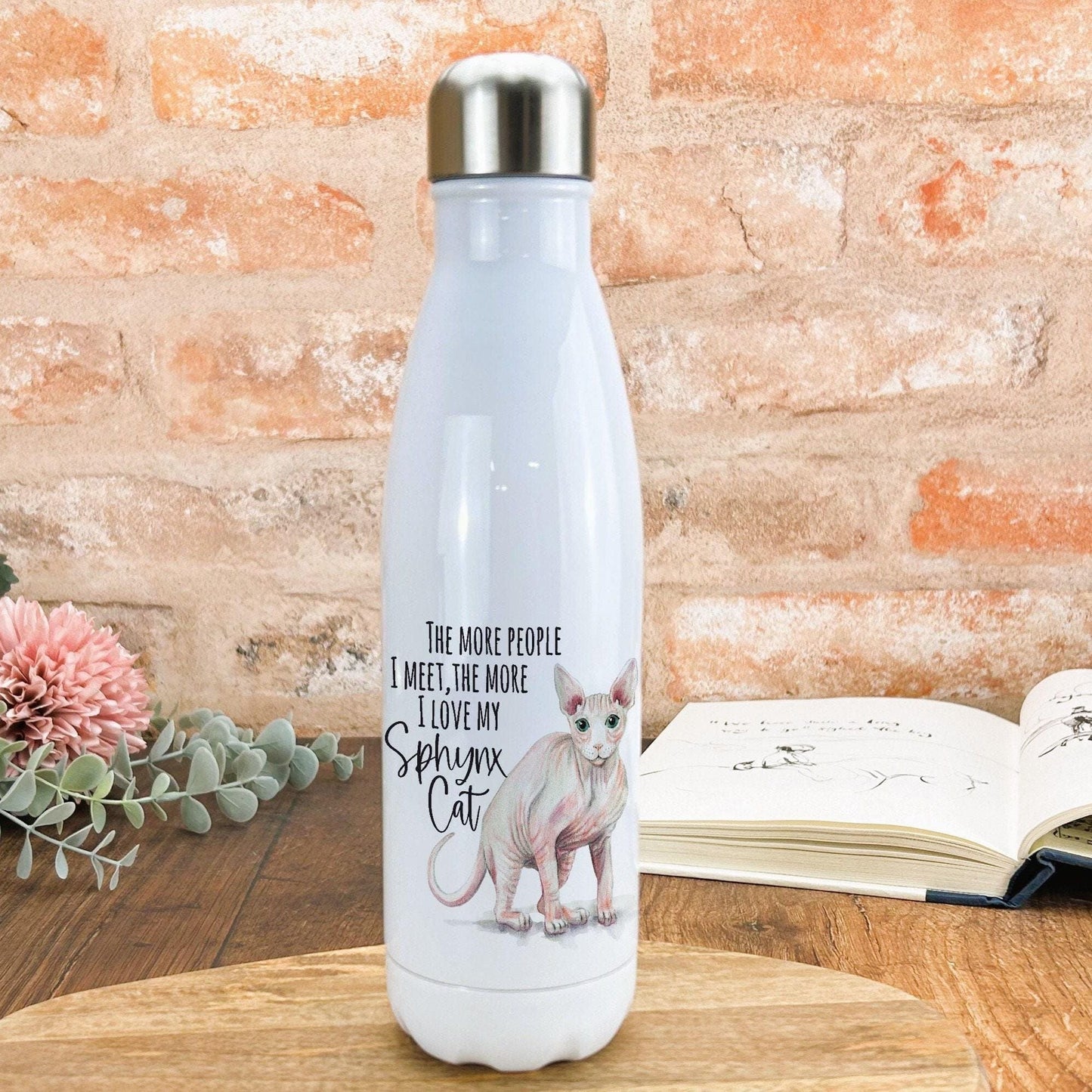 Sphynx Cat Water Bottle Personalised Gift