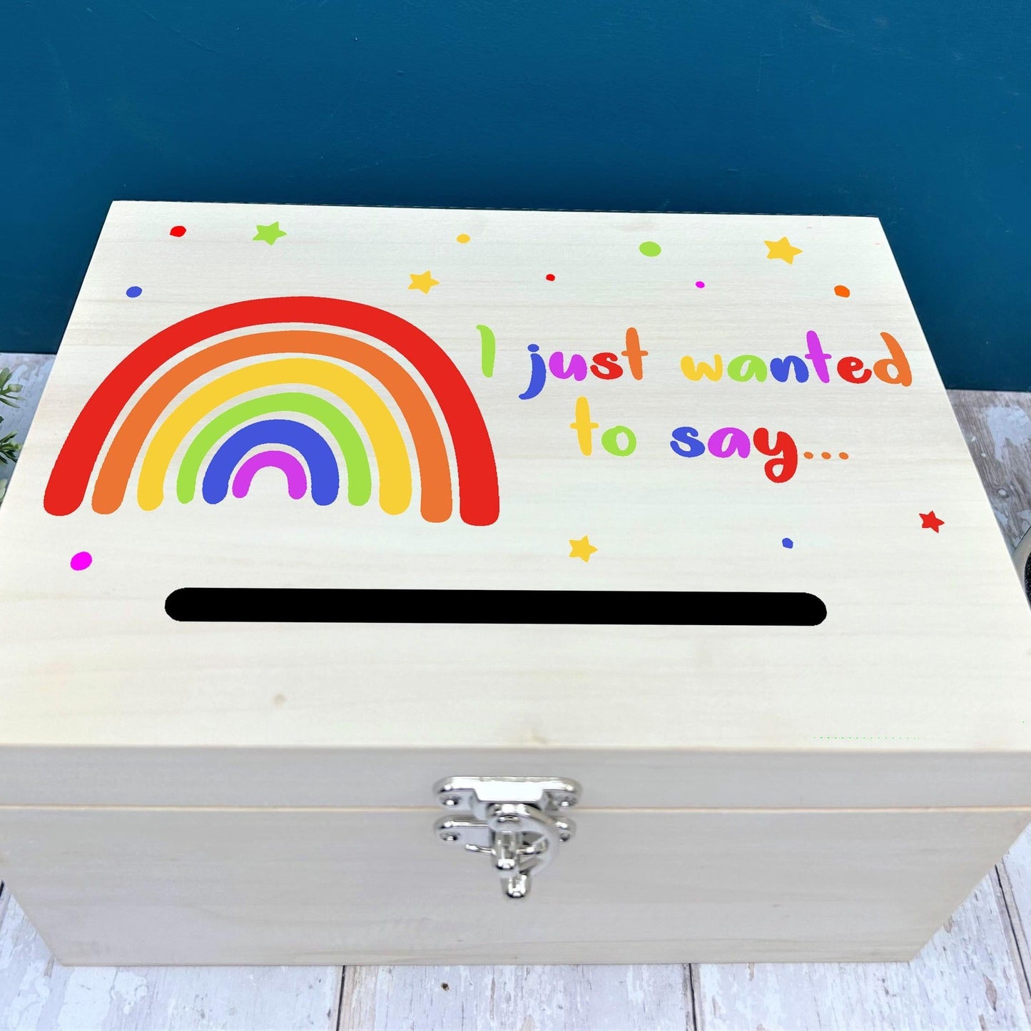 Rainbow Colourful Design Worry Box Primary School Personalised Dropbox