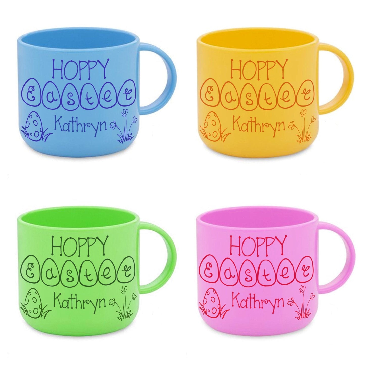 Hoppy Easter 6oz Polymer Toddler Unbreakable Mug Personalised Colourful Egg