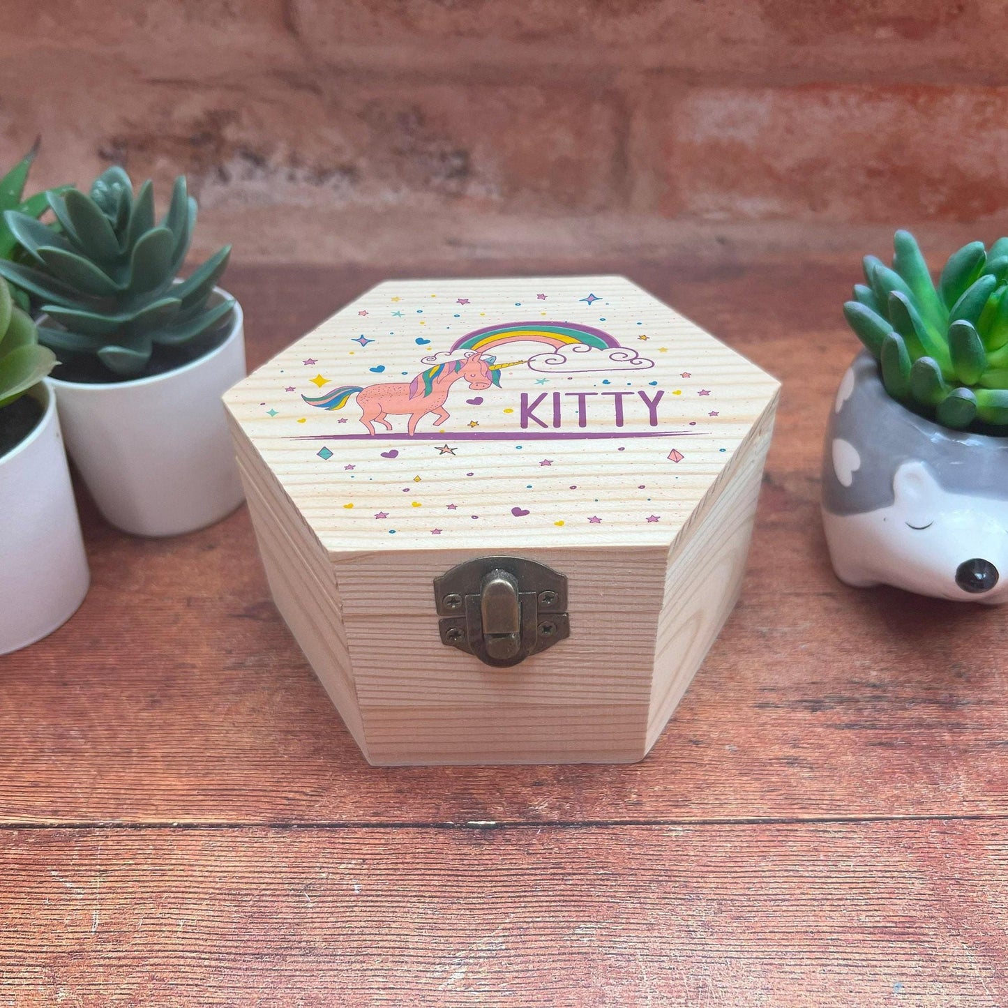Unicorn Design Children's Printed Box - Toy Storage / Memory - Wooden Personalised Gift