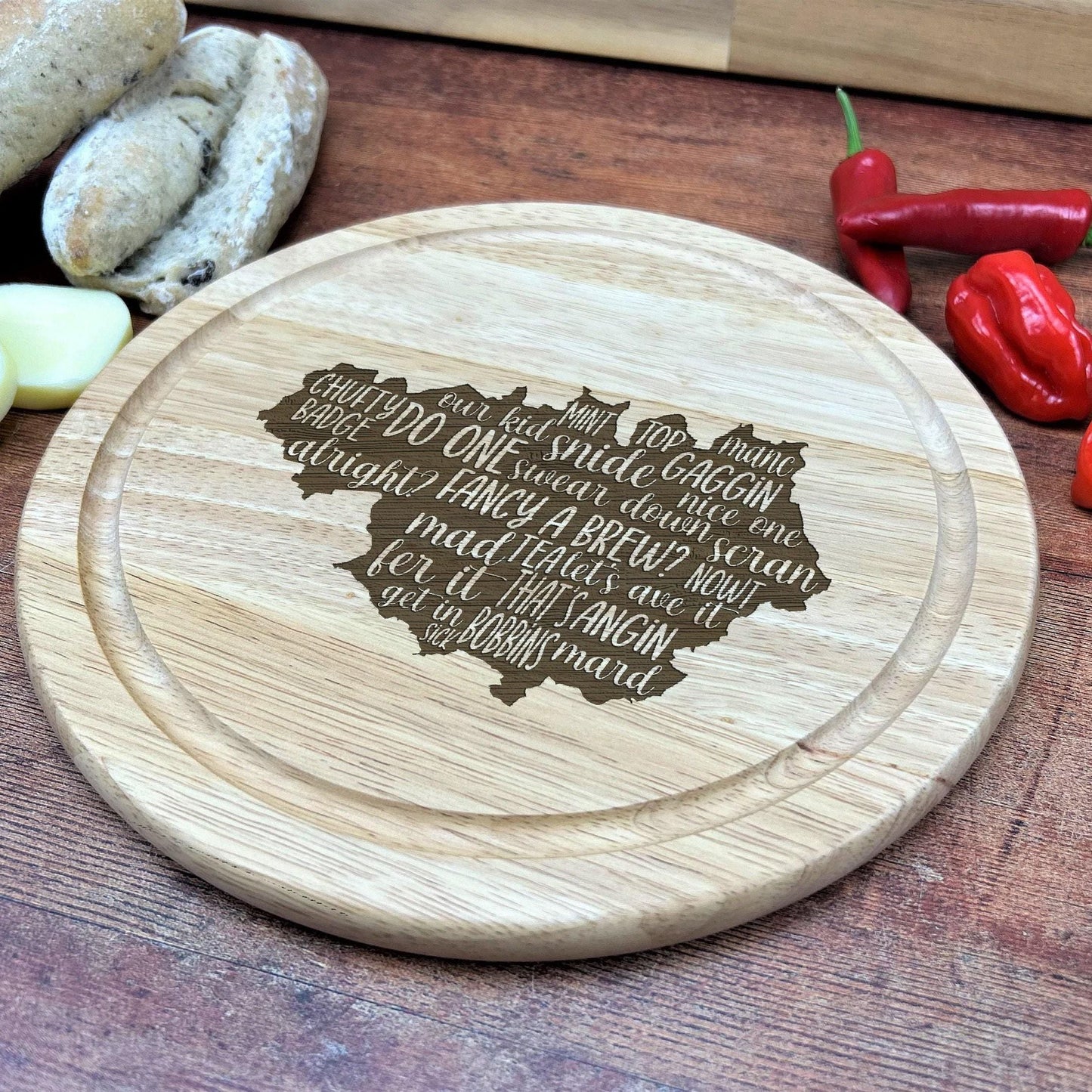 Manchester Map Mancunian Dialect - Chopping Board