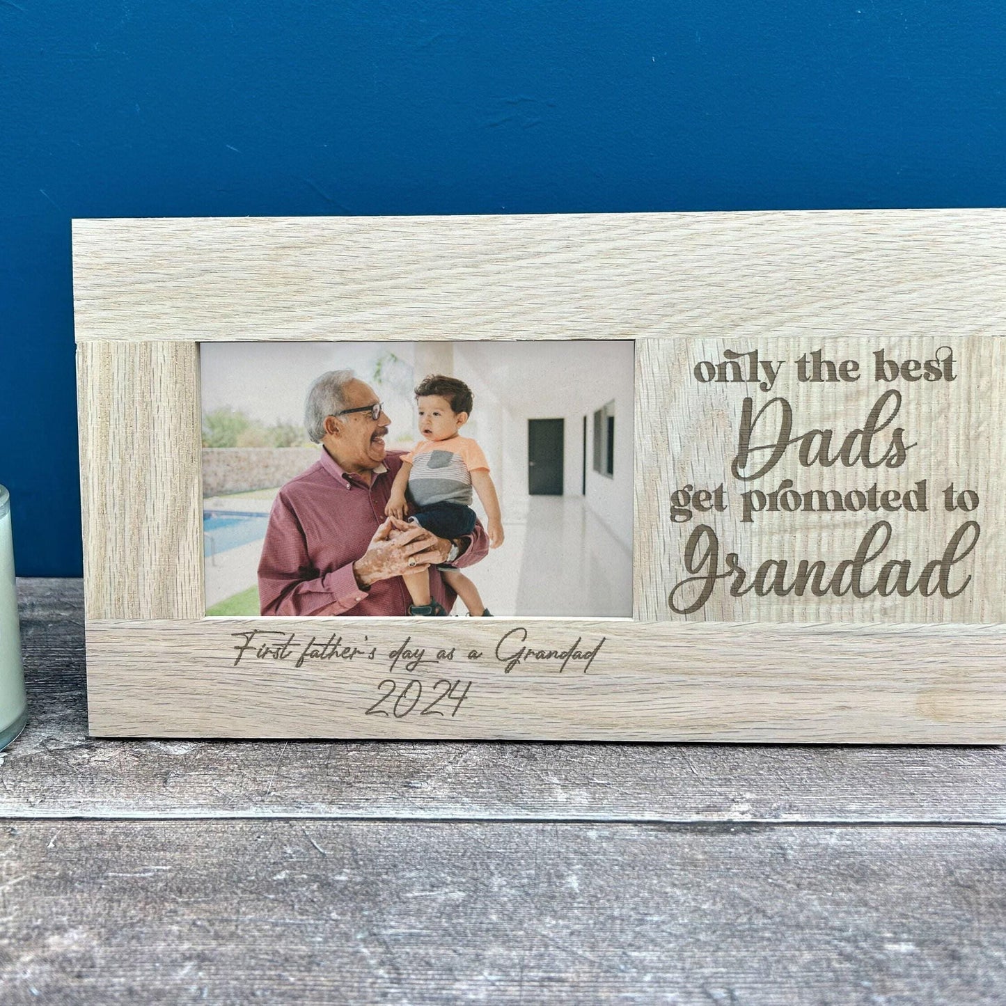 Promoted To Grandad - Father's Day Personalised Gift - Oak Photo Frame 6'x4'