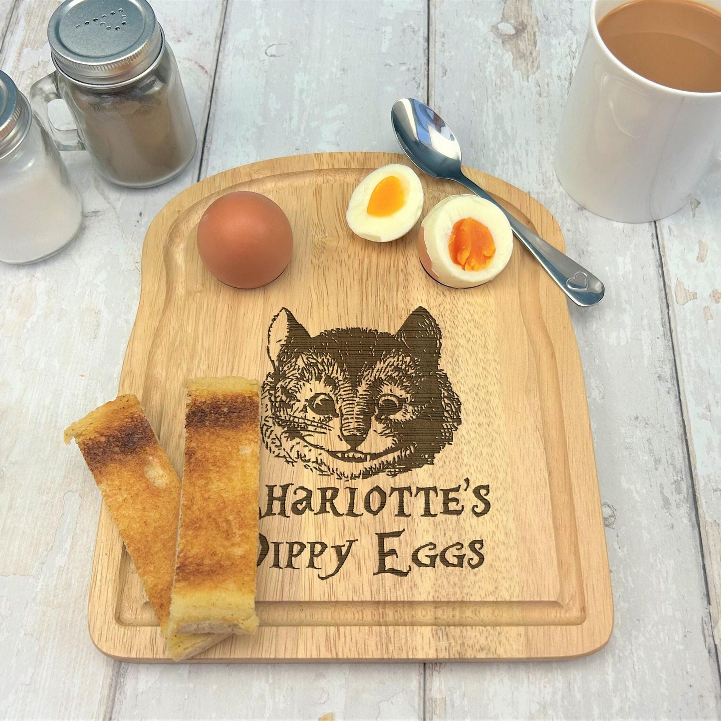Cheshire Cat Alice in Wonderland Egg & Soldiers Breakfast Board - Personalised Gift