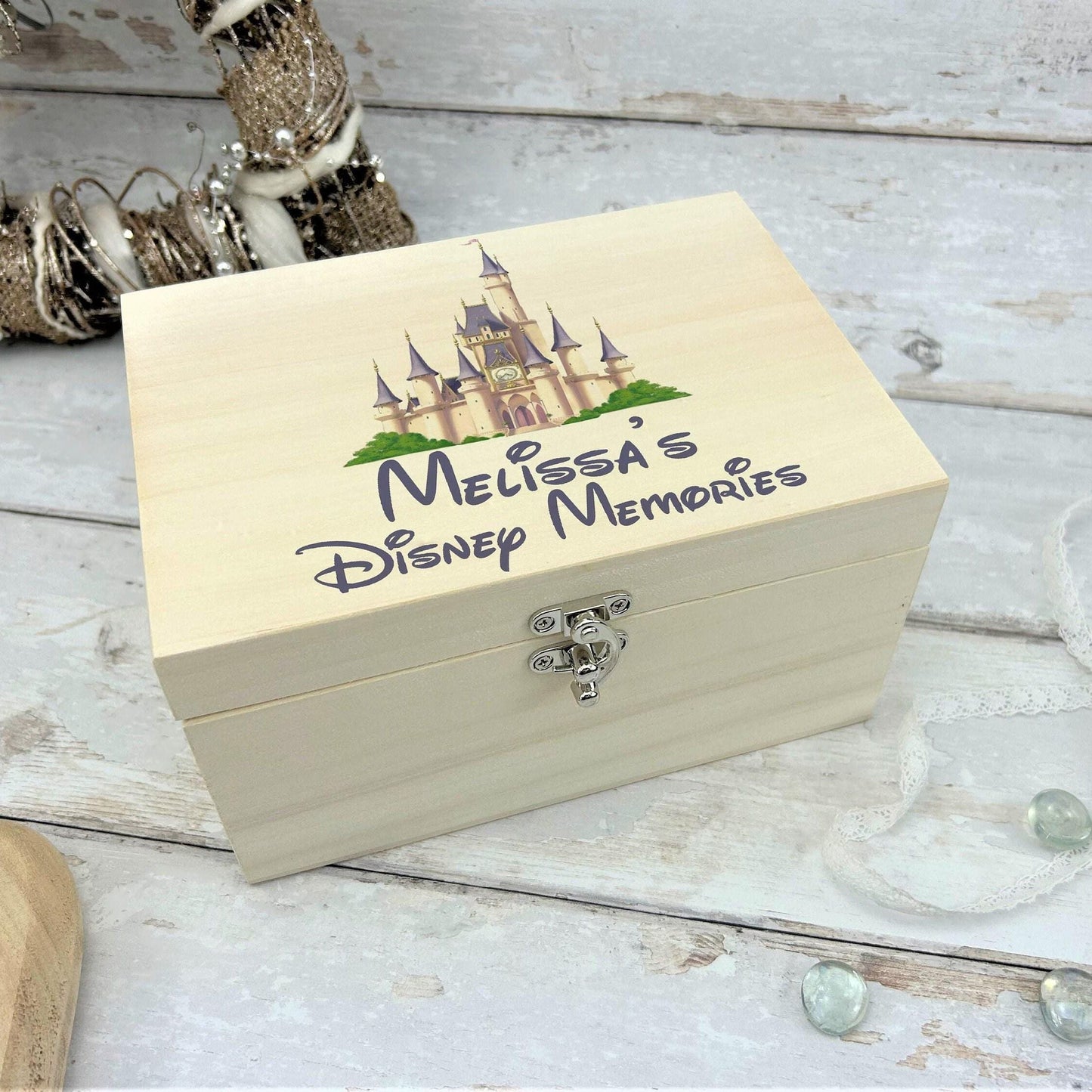 Disney Castle Disneyland Disneyworld Personalised Memory Box