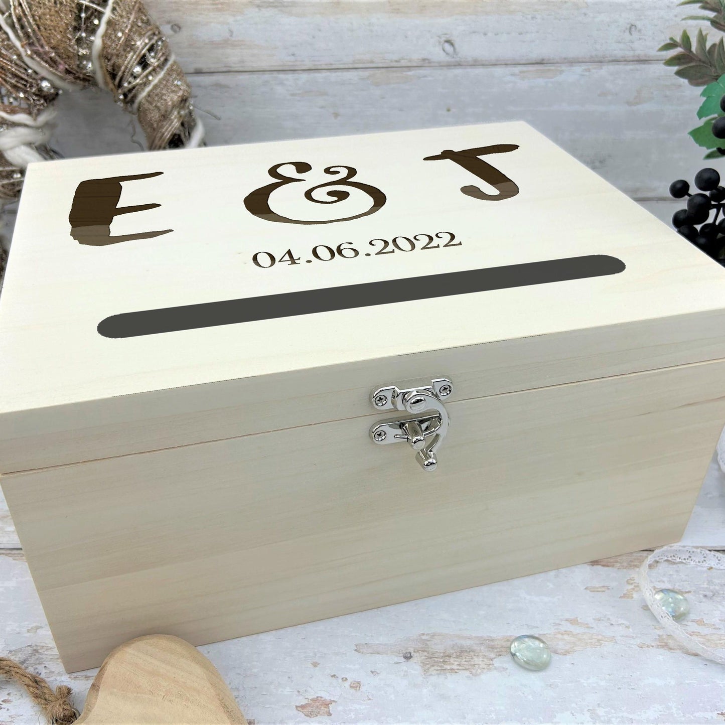 Couples Initials Wedding Day Memory Box With Drop Slot