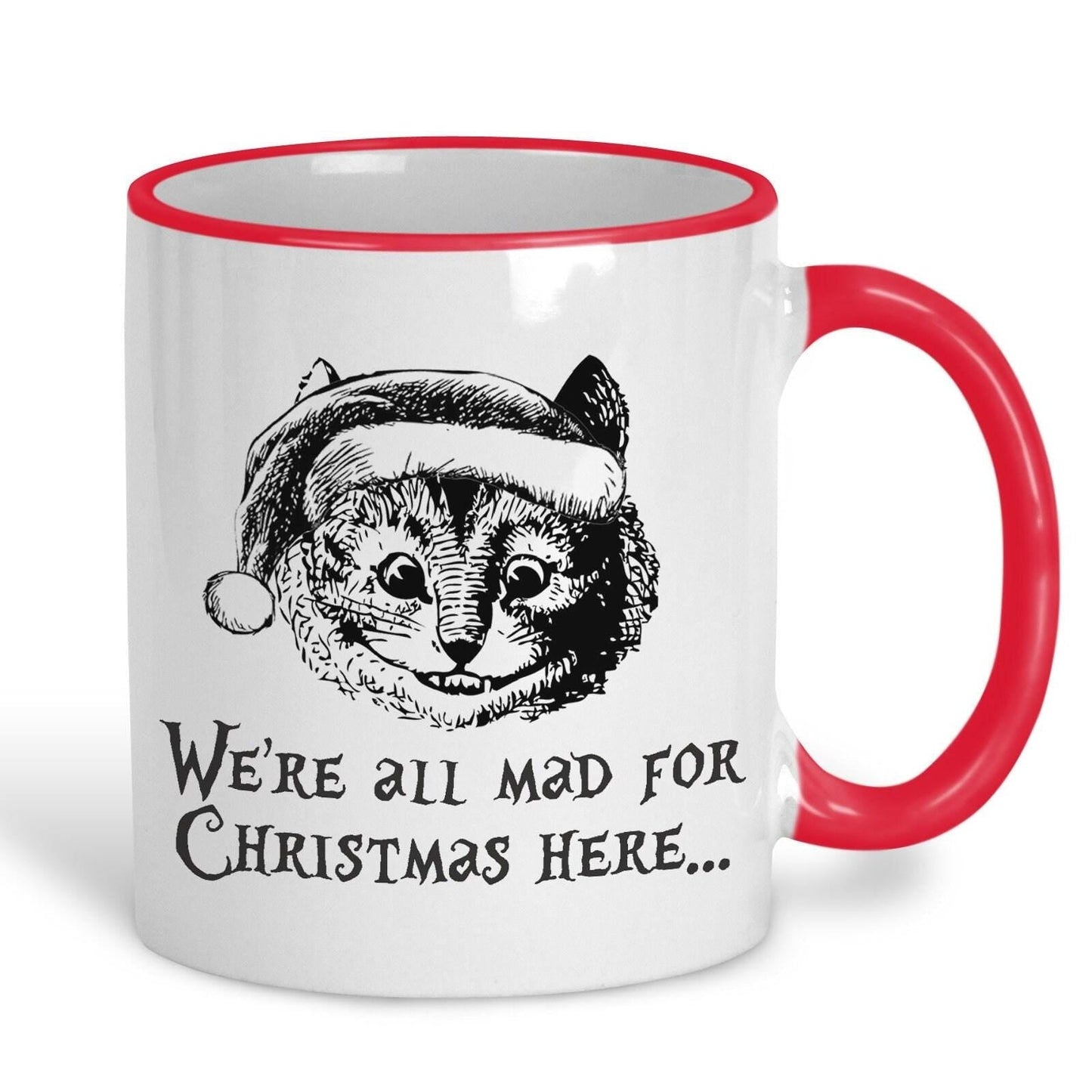 Cheshire Cat Mad Here Christmas Mug