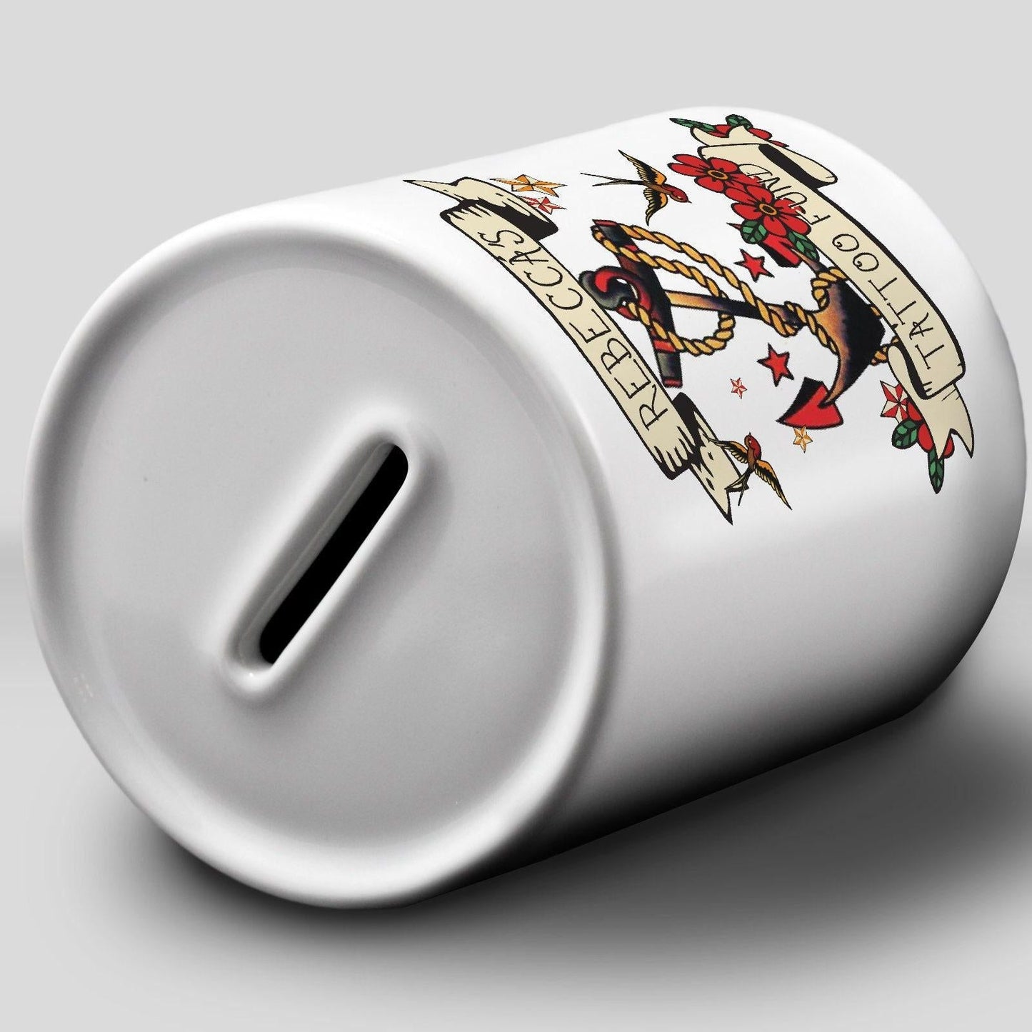 Tattoo Fund Money Box Personalised Gift - Saving Ink Art Old Style American