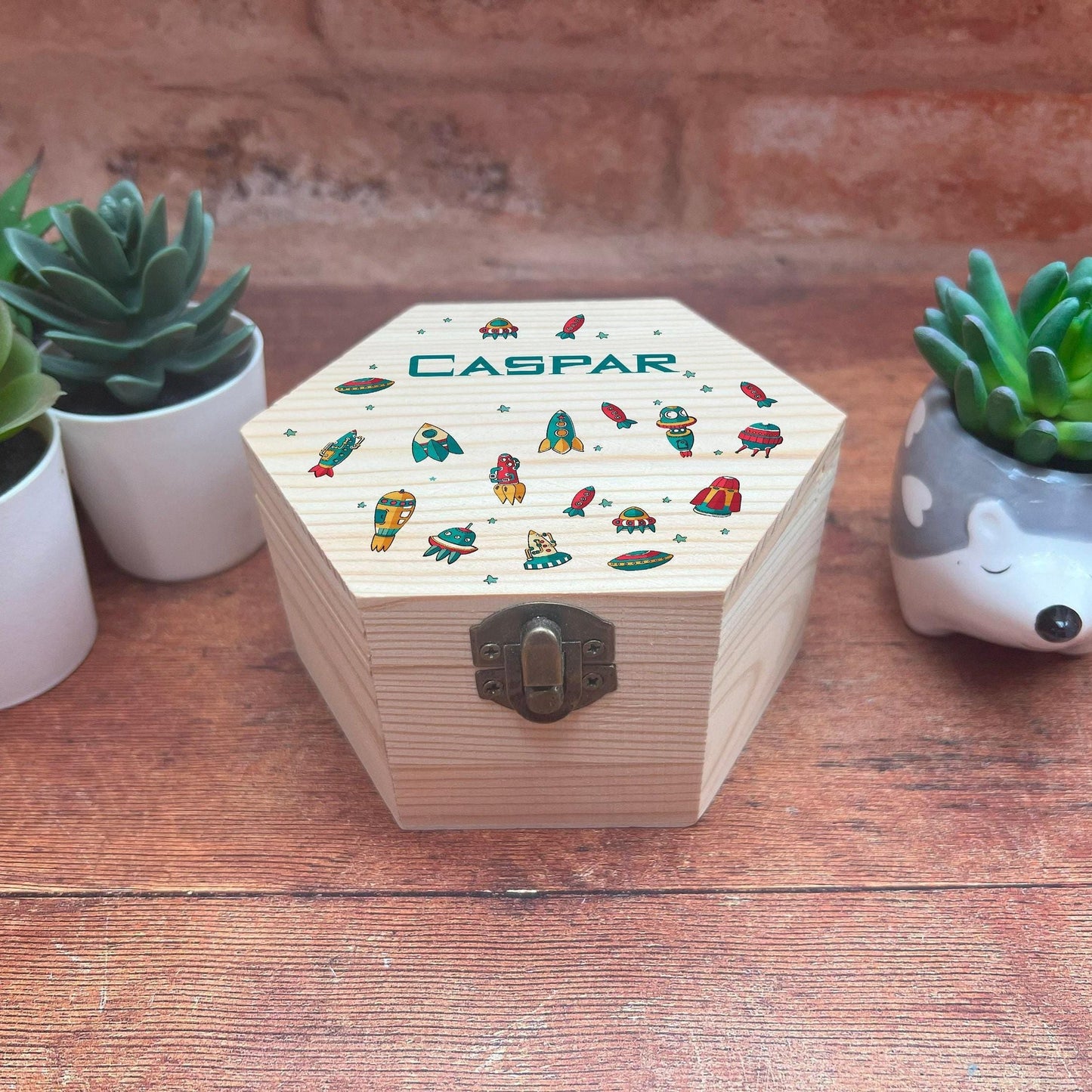 Spaceship Themed Children's Box - Toy Storage / Memory - Wooden Personalised Gift