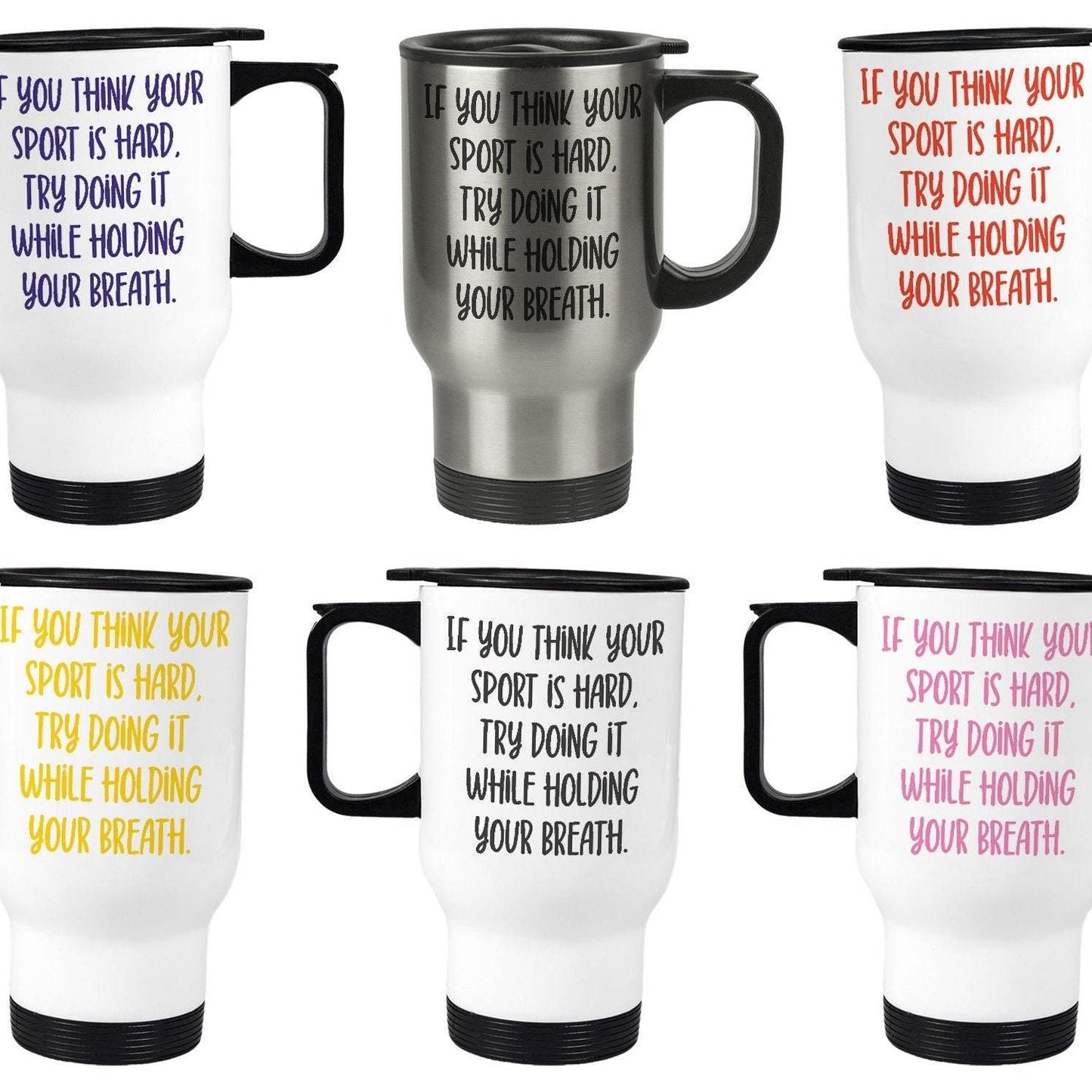 Holding Your Breath Quote Personalised Travel Mug Swimmer Gift