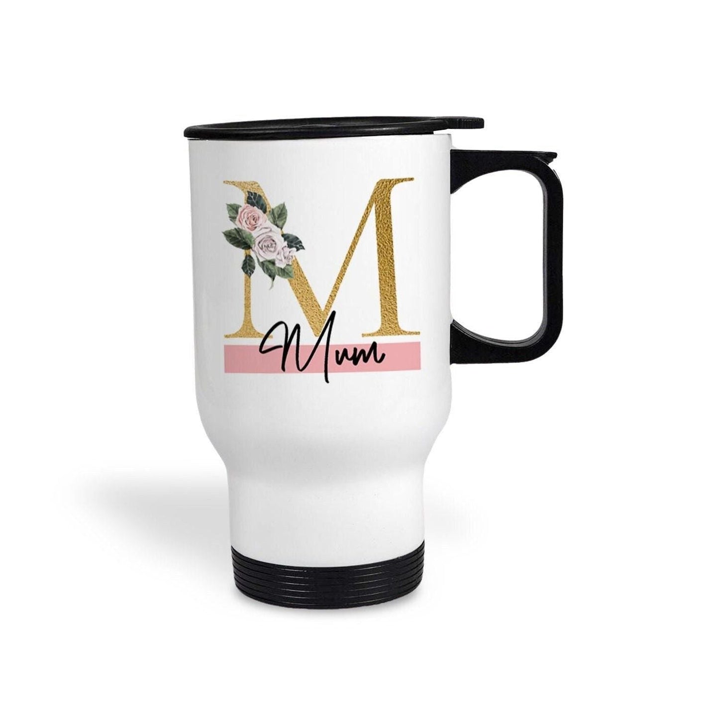 Rose Gold Monogram Mum Travel Mug Mother's Day Gift