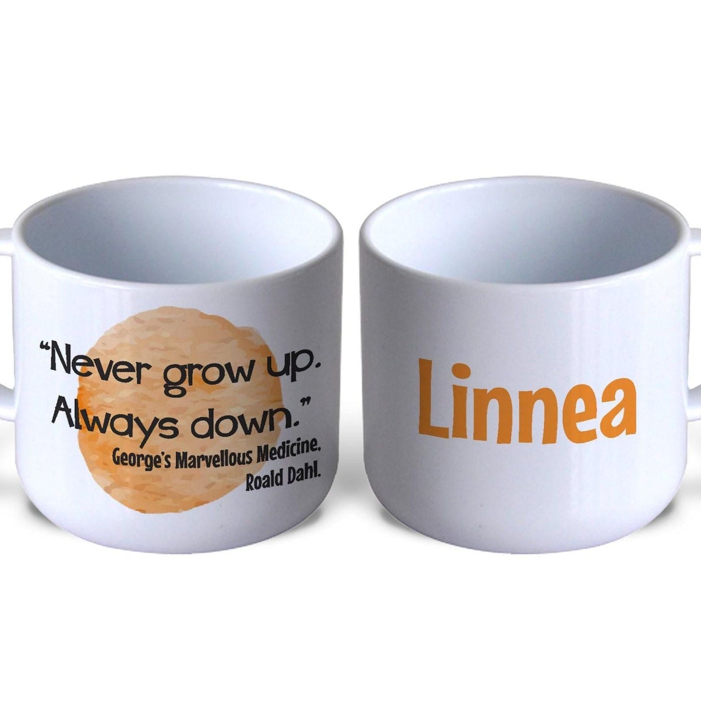 Never Grow Up George's Marvellous Medicine Children's Book Quote Literature Personalised Gift Mug Polymer First Unbreakable