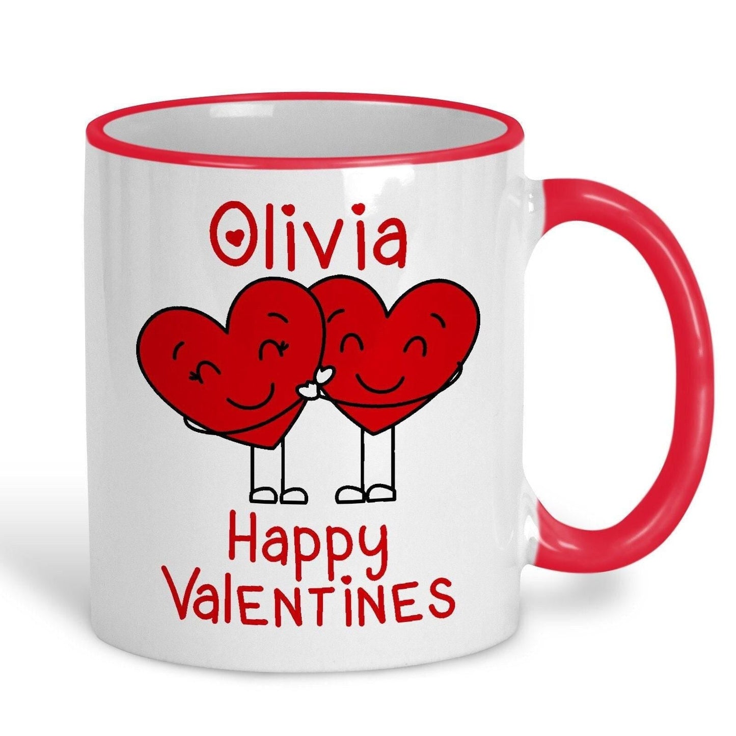 Happy Valentines Hearts Couple Cute Personalised Valentine's Day Ceramic Mug