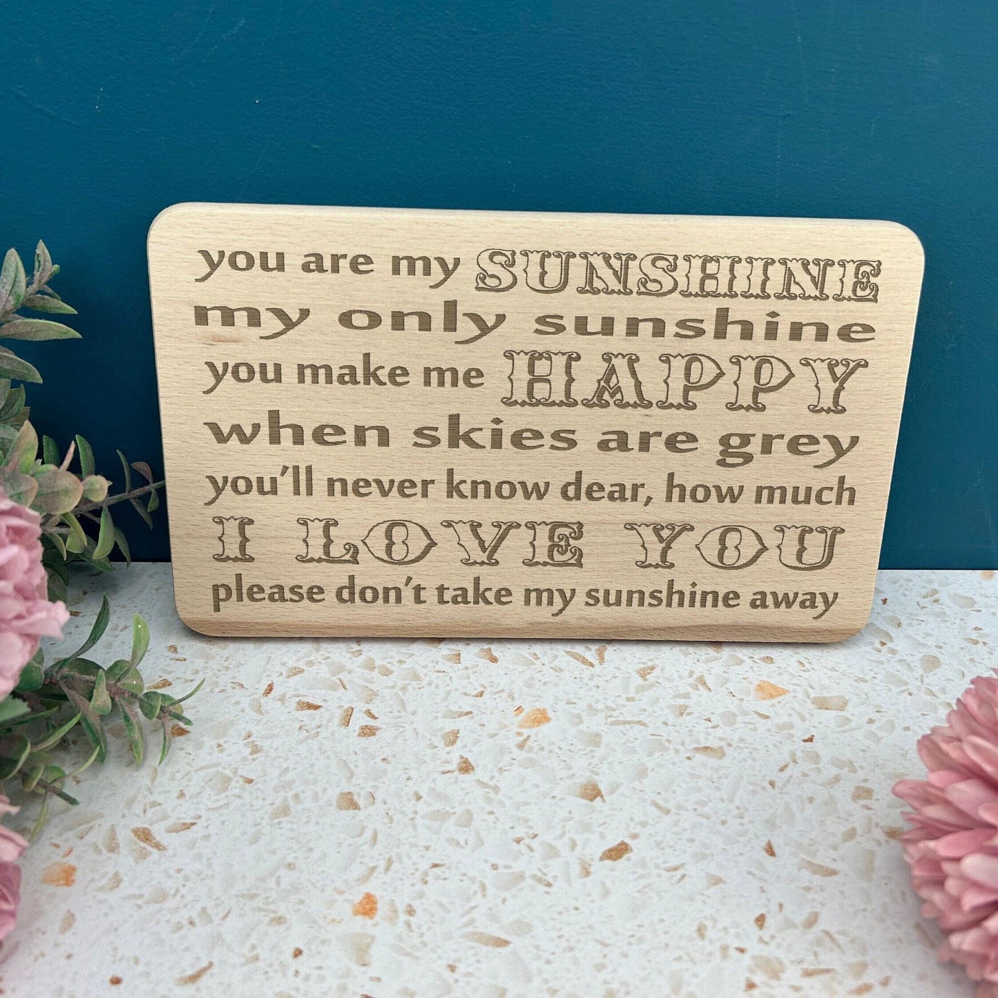 You Are My Sunshine Music Lyrics Wall Plaque Engraved Gift