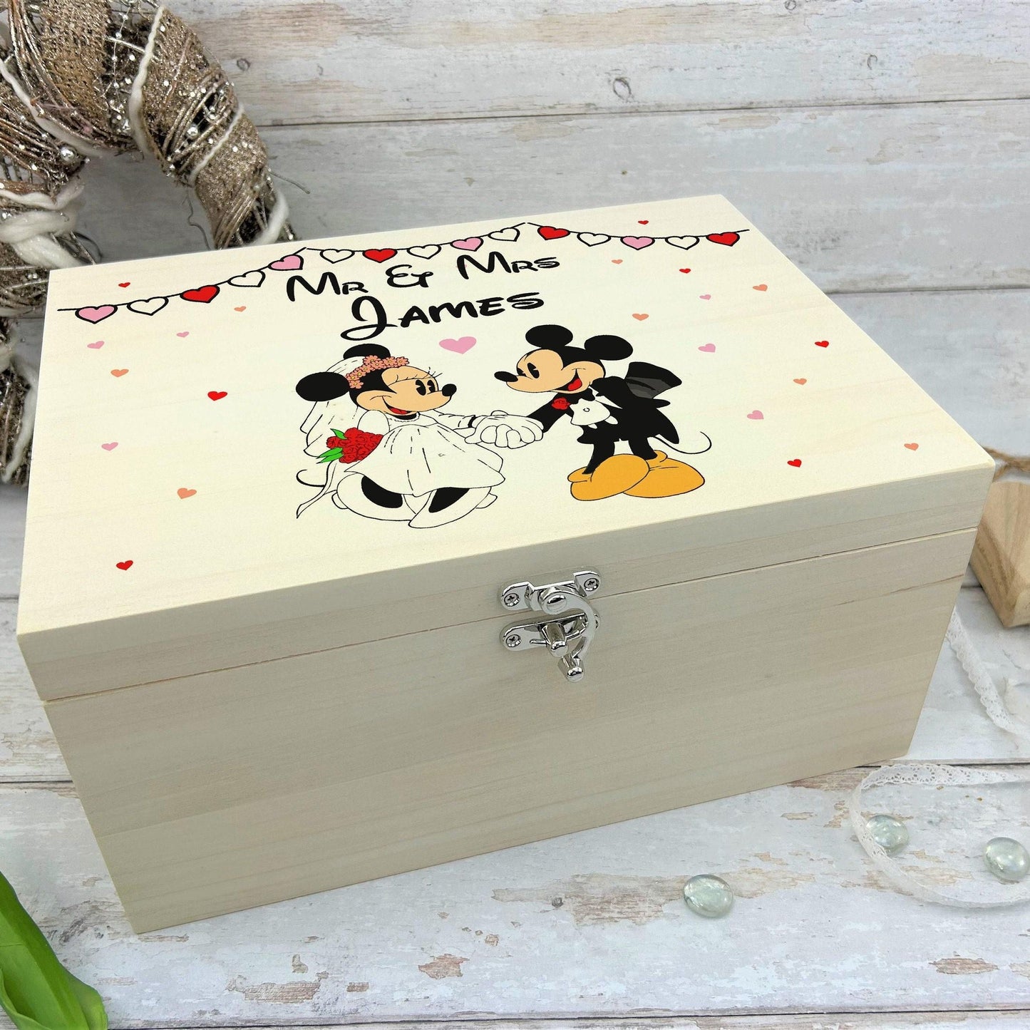 Mickey Minnie Disney Wedding Box Personalised Wedding Gift
