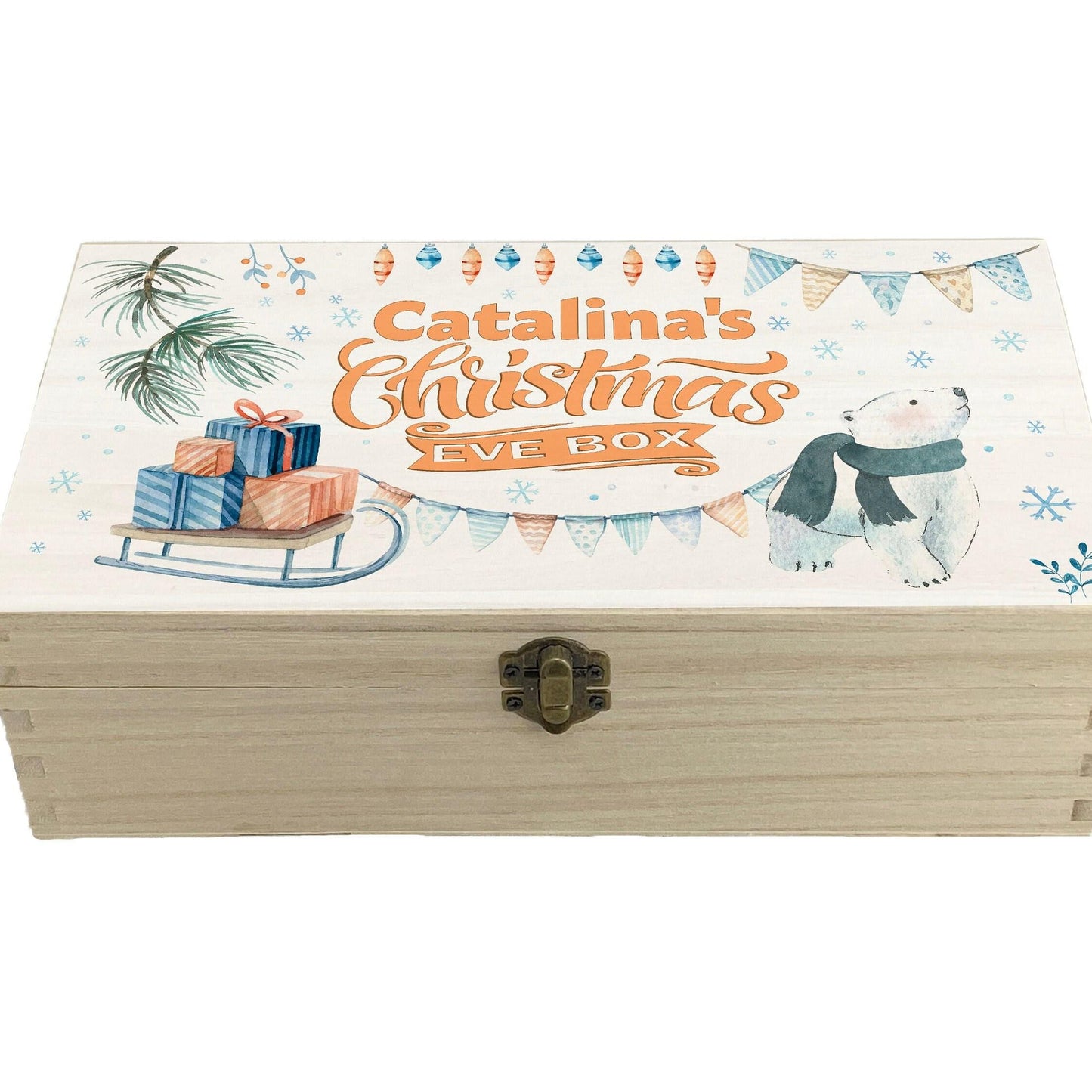 Polar Bear Printed Christmas Eve Treats Box - Personalised XMAS Gift