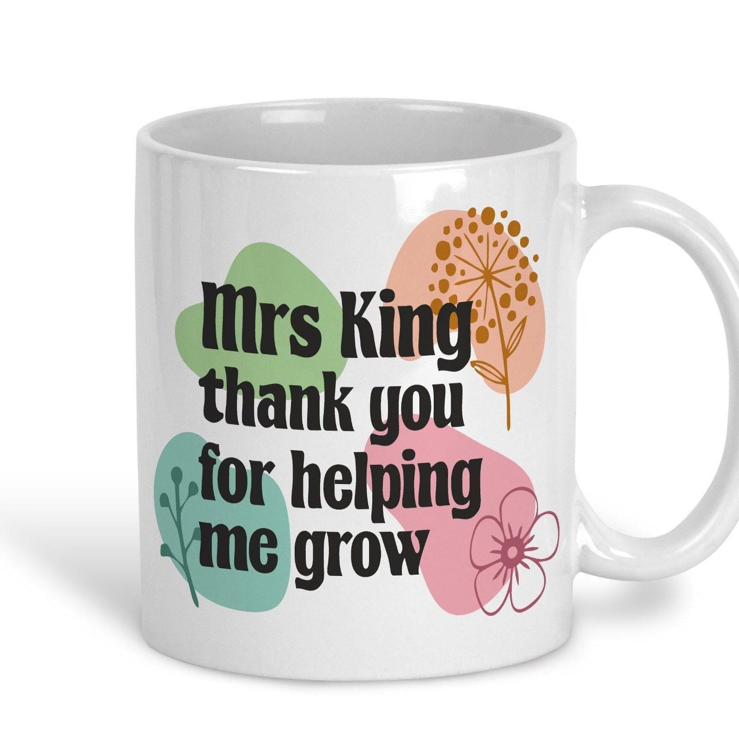 Helping Me Grow Teacher Personalised Ceramic Mug