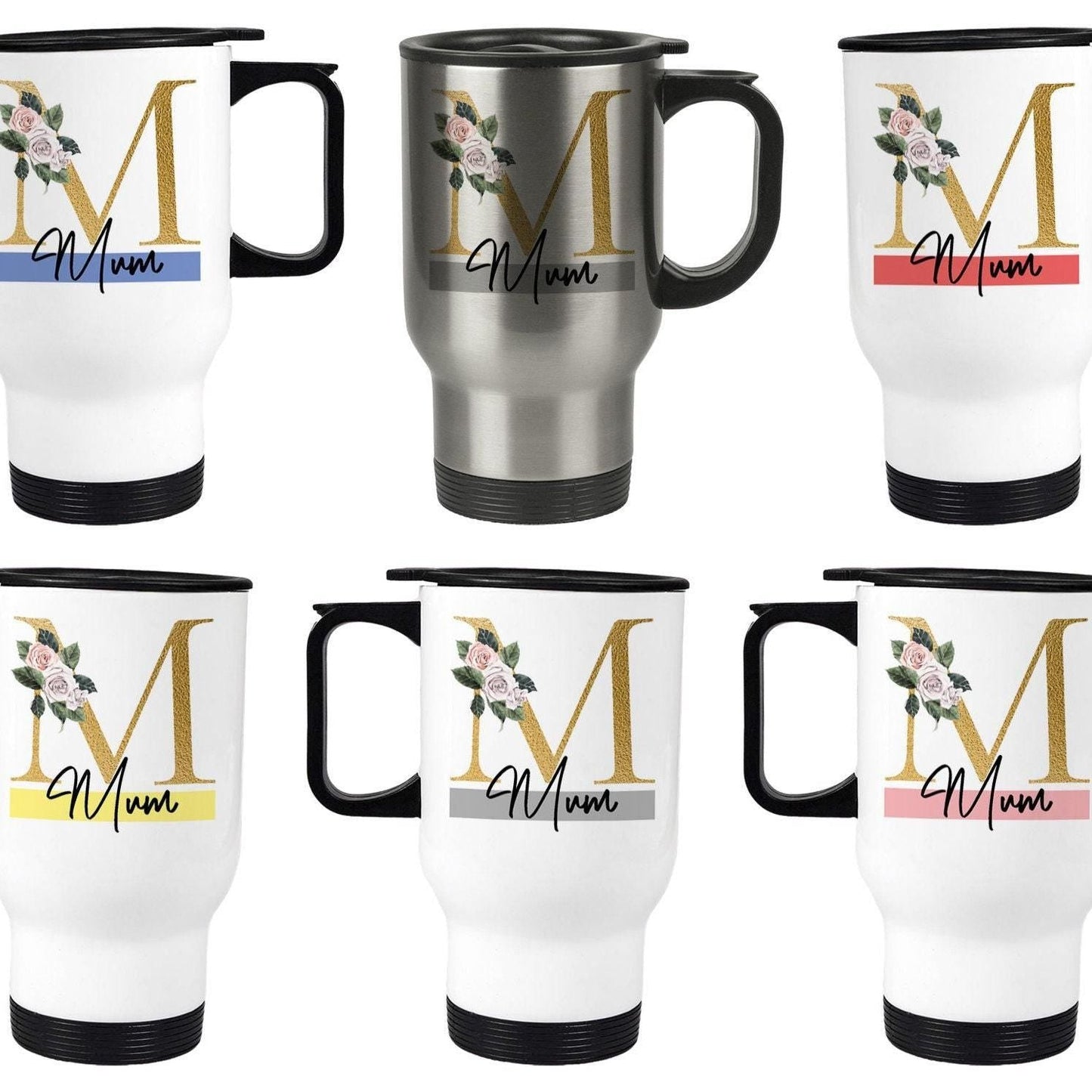 Rose Gold Monogram Mum Travel Mug Mother's Day Gift