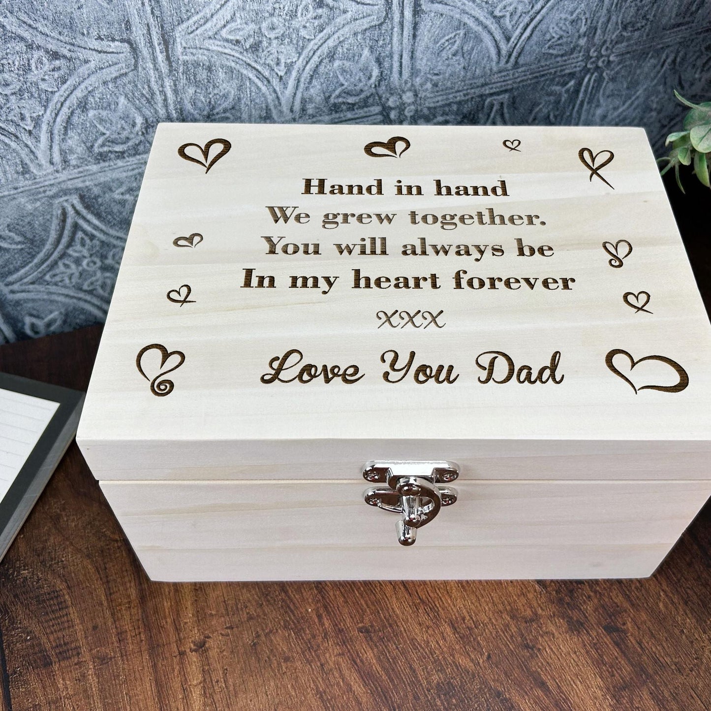 Hearts Wooden Memory Box Personalised Gift