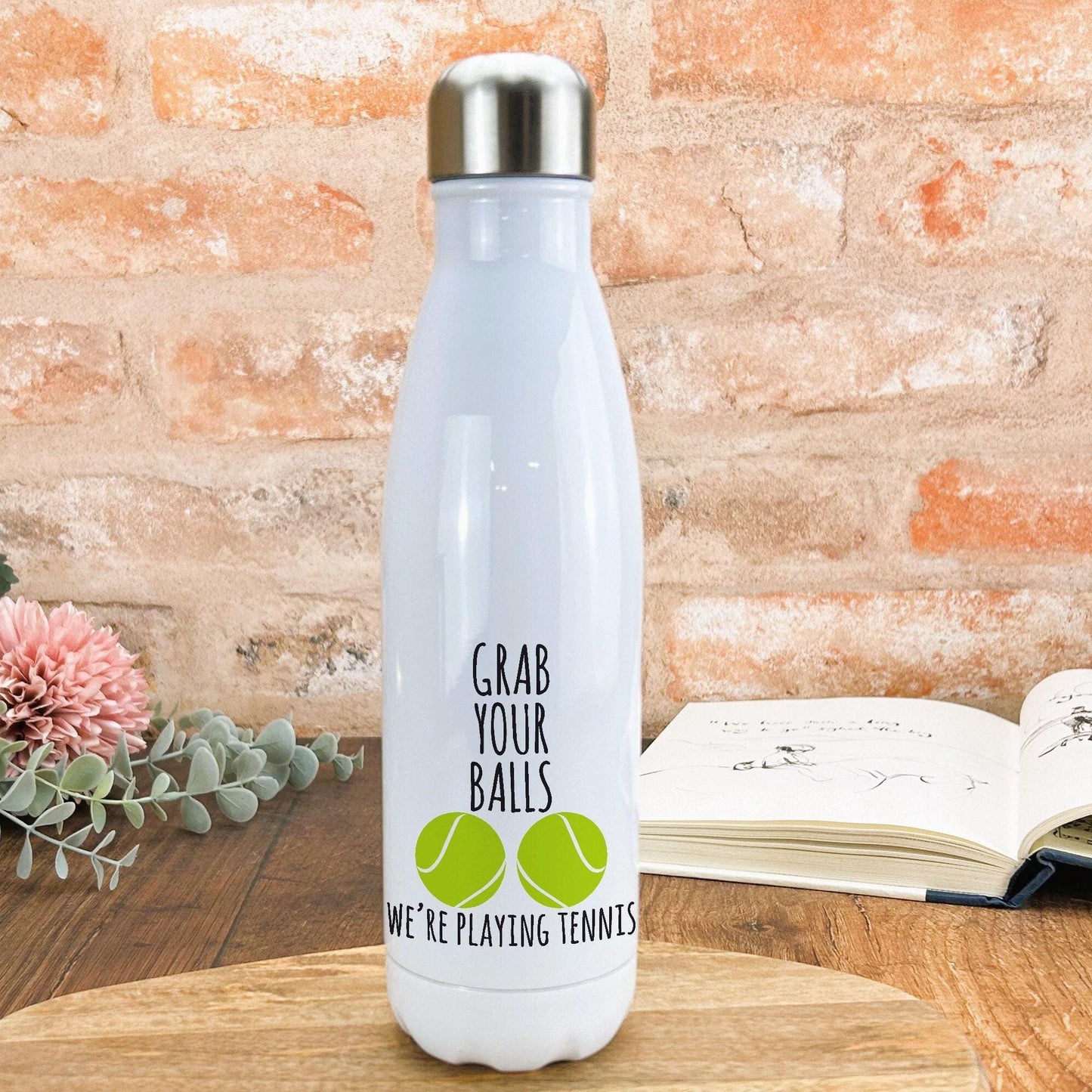Grab Your Balls Tennis Personalised Sport Water Bottle Gift