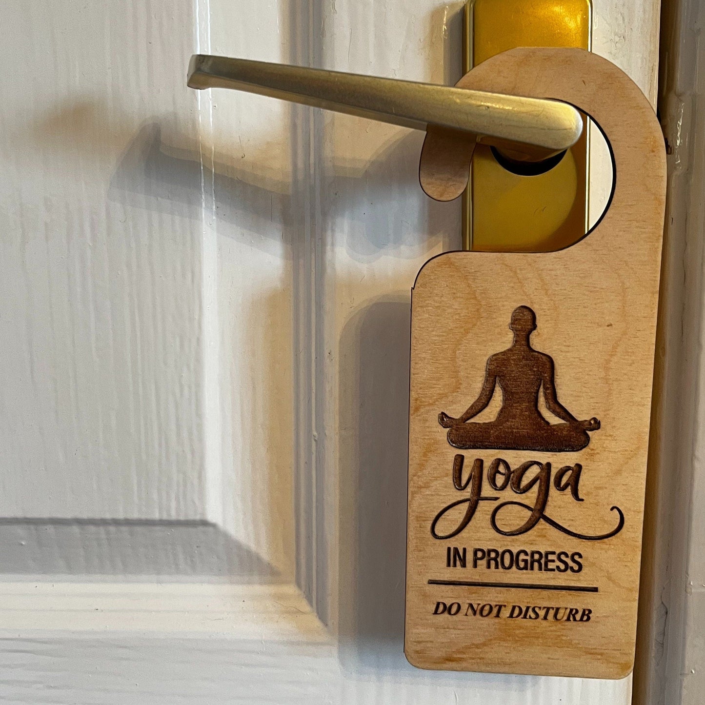 Yoga in Progress Do Not Disturb Engraved Wooden Door Hanger Gift Namaste Zen Exercise Mindfulness Christmas Gift Birthday Present
