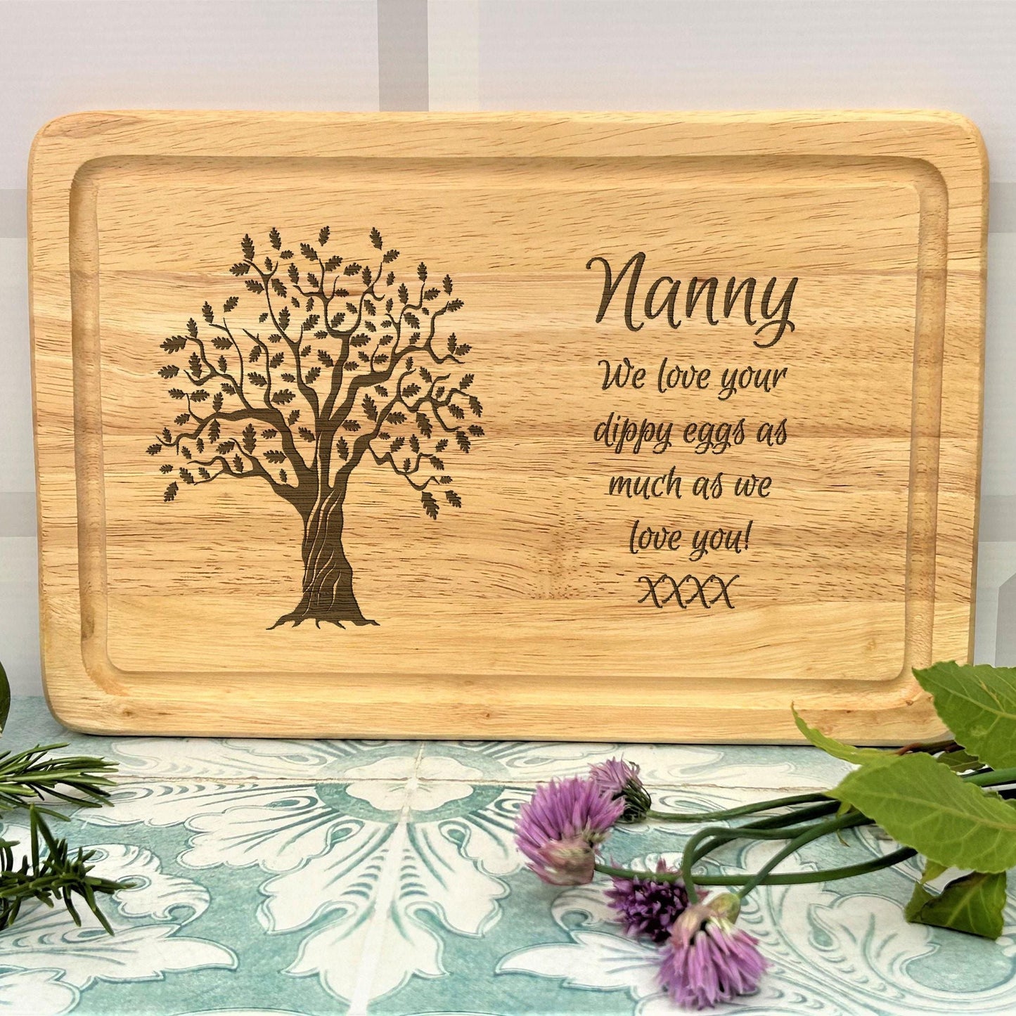 Family Tree Personalised Message Chopping Board - Mother's Father's Day Gift
