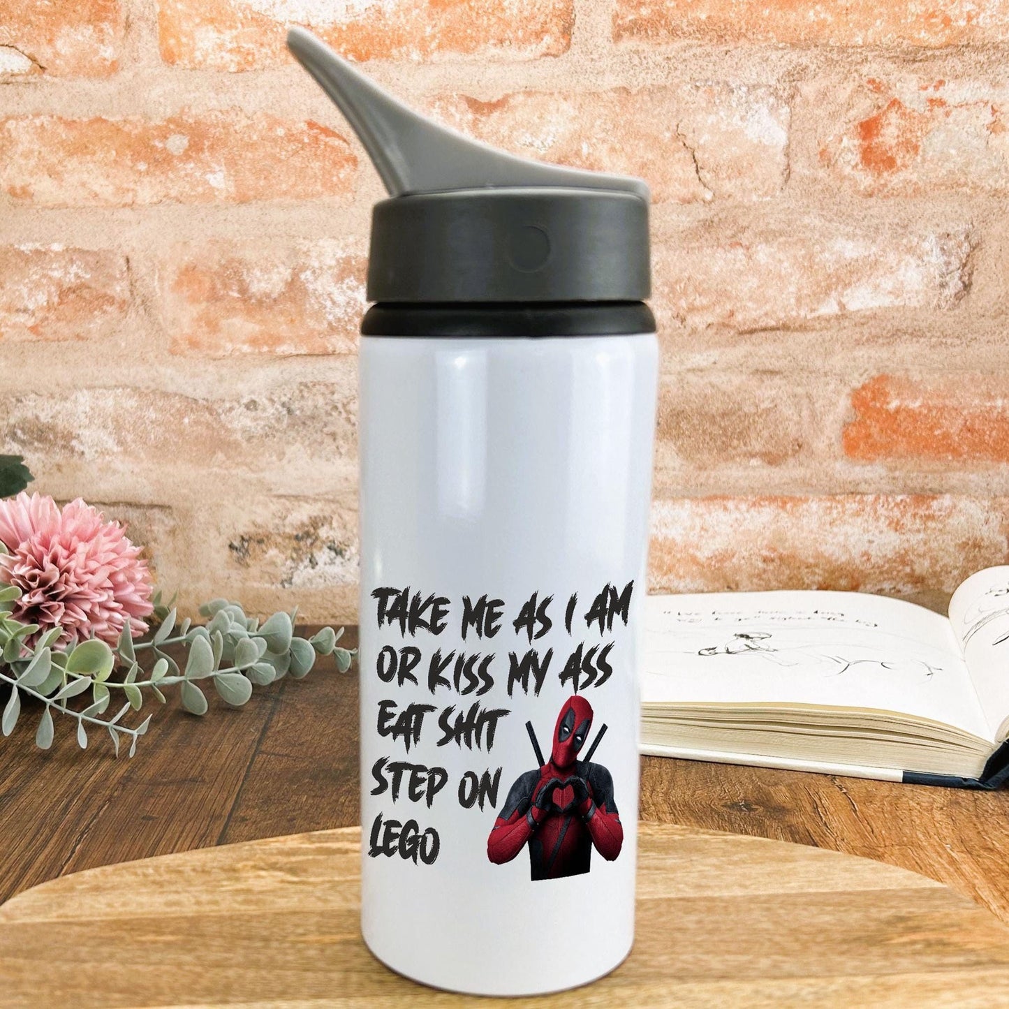 Deadpool Step on Lego Water Bottle Personalised Gift