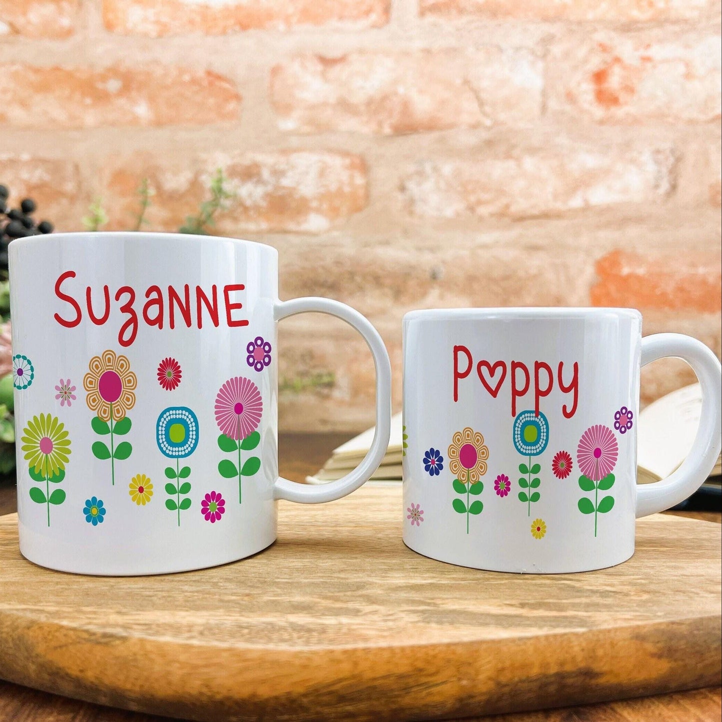 Flowers Colourful Mod First Birthday Children's Personalised Mug Unbreakable Kids Toddler Child Safe