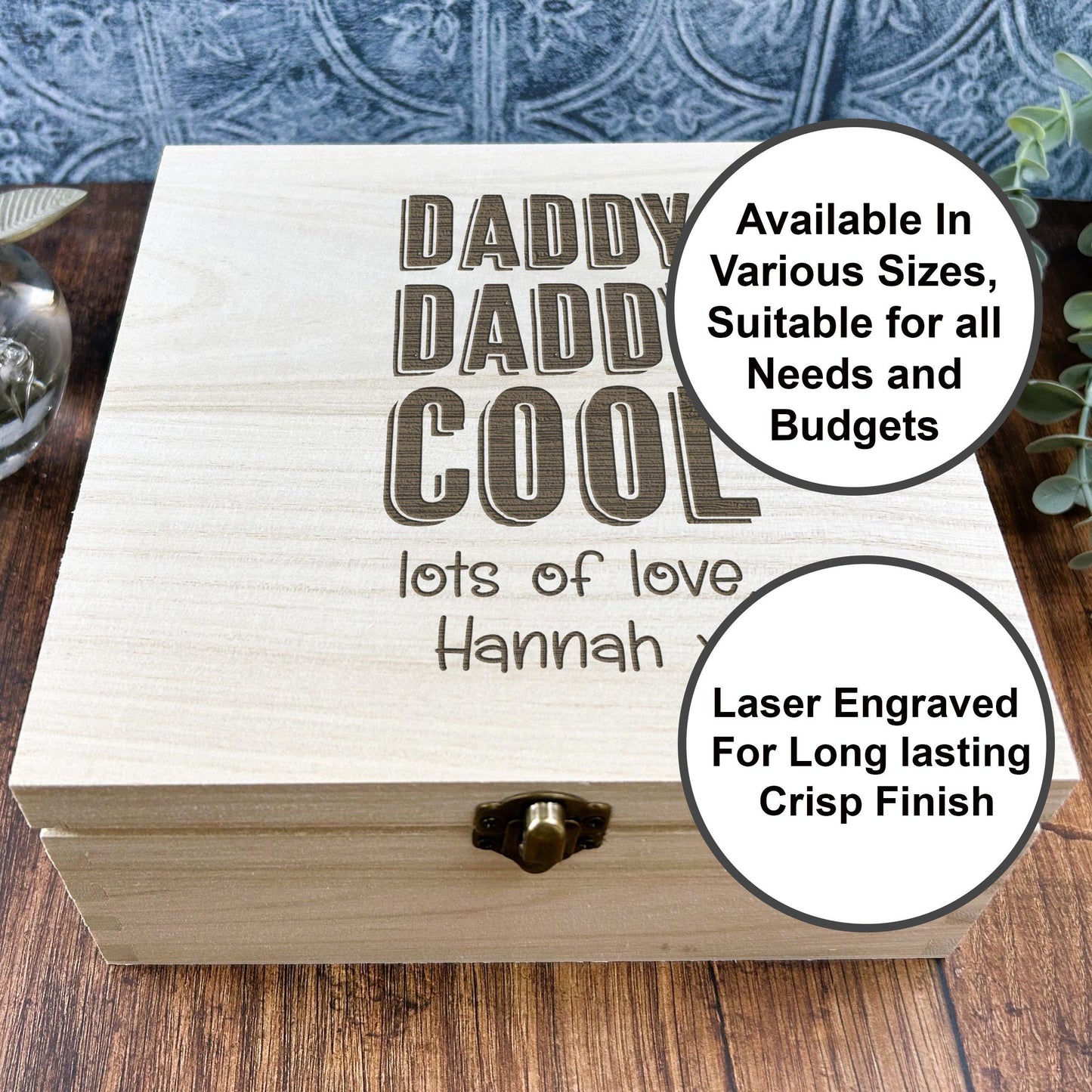a personalized wooden box for dad and daughter