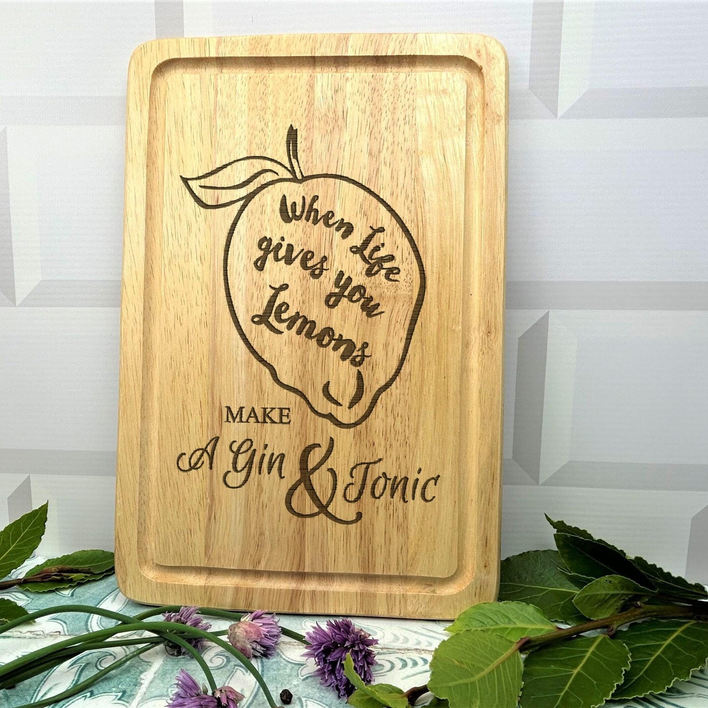Gin Garnish Board Life Gives You Lemons Personalised Chopping Board
