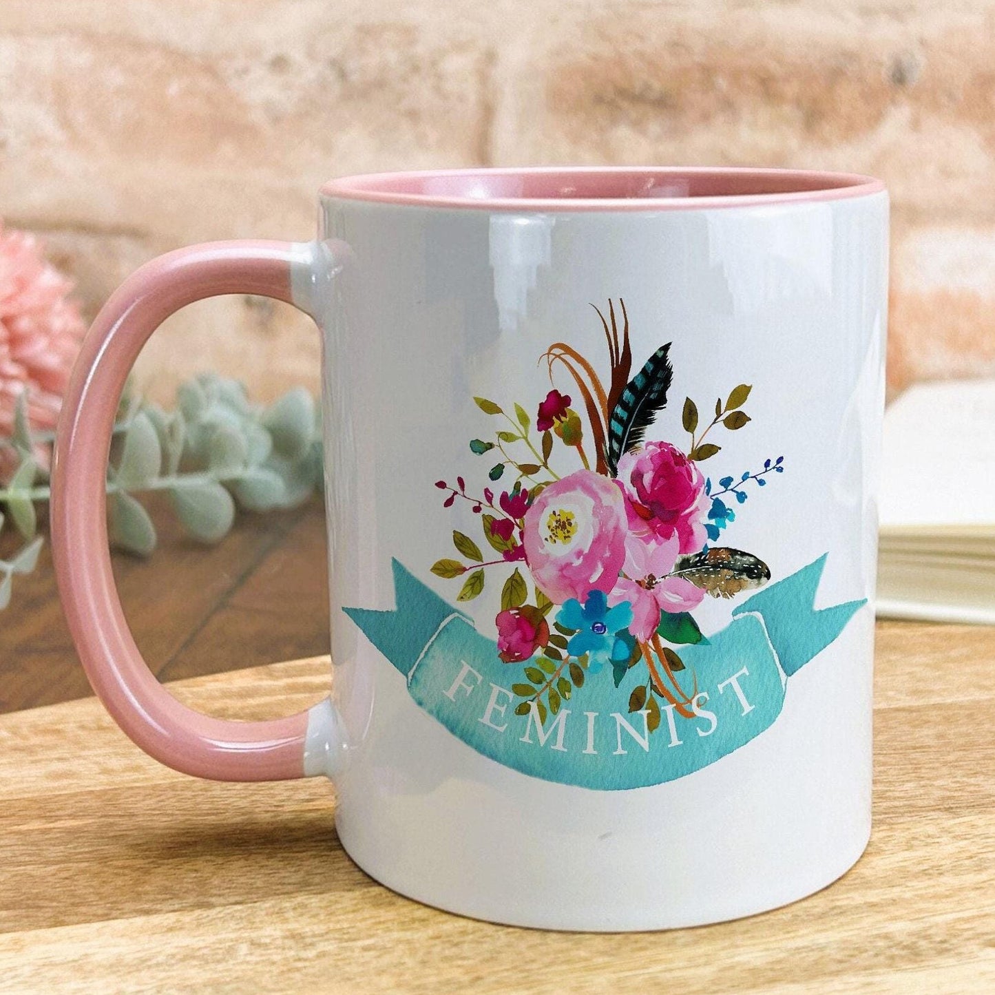 Feminist Floral Design Personalised Mug
