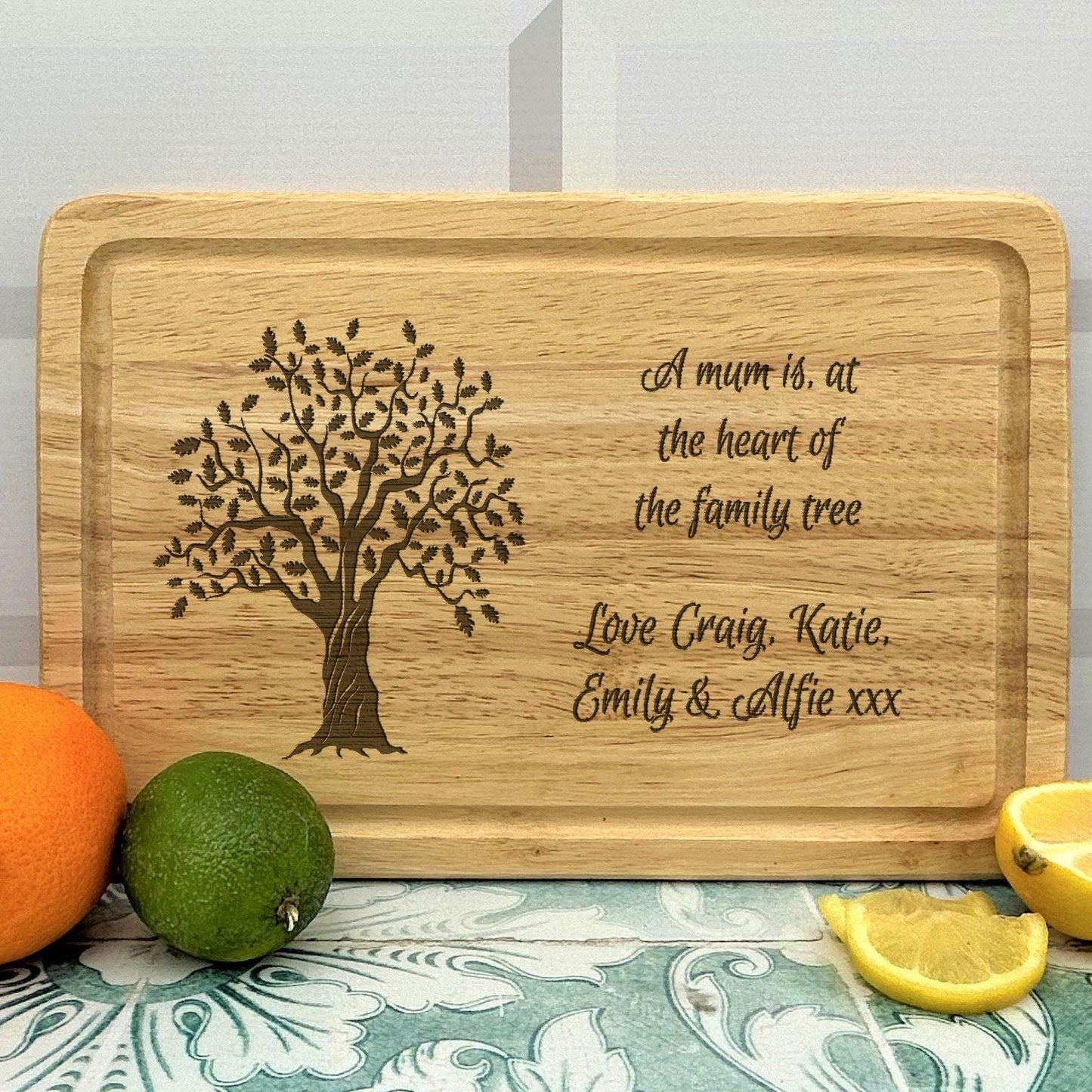 Family Tree Personalised Message Chopping Board - Mother's Father's Day Gift