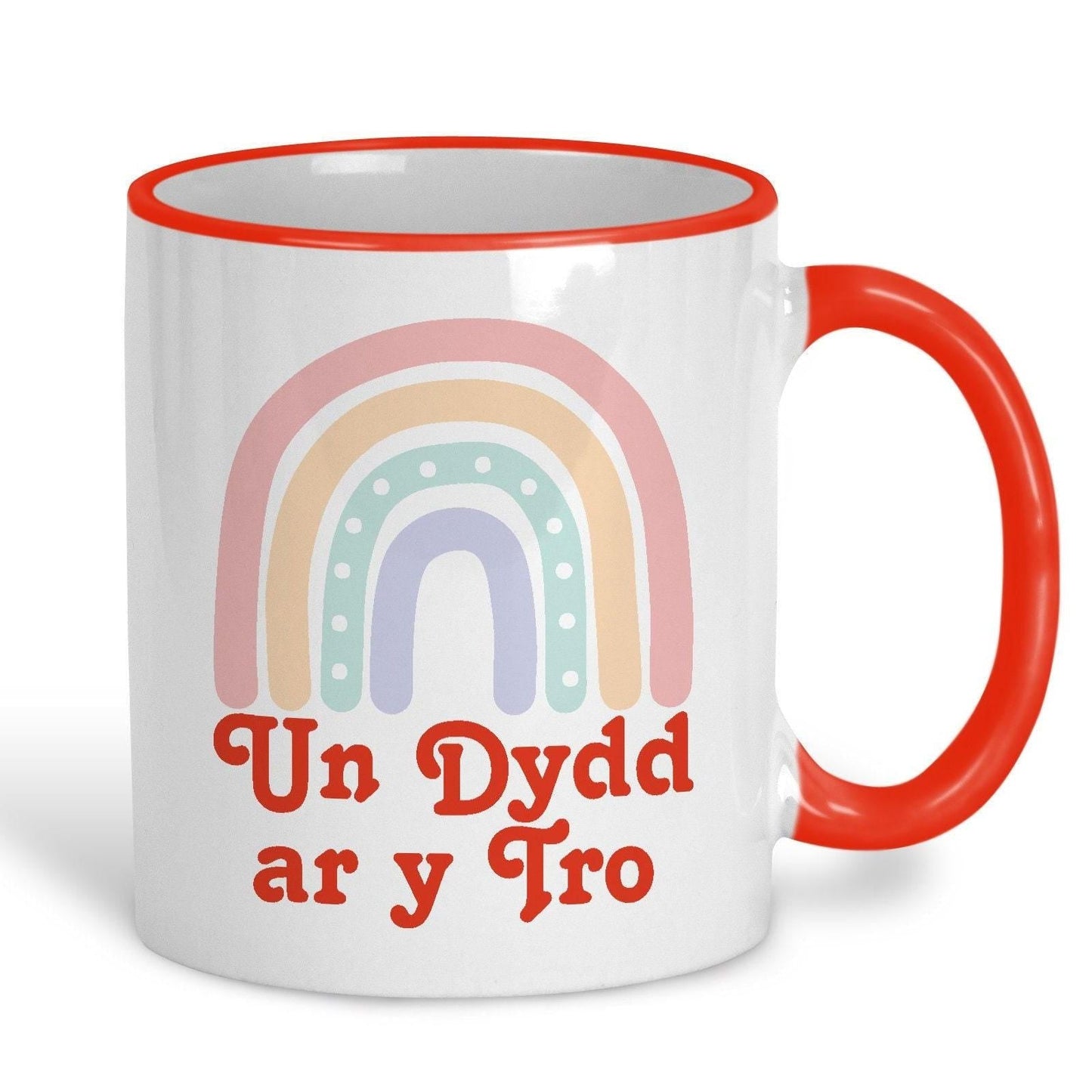Un Dydd ar y Tro One Day At A Time - Welsh Language Dialect - Personalised Ceramic Mug.