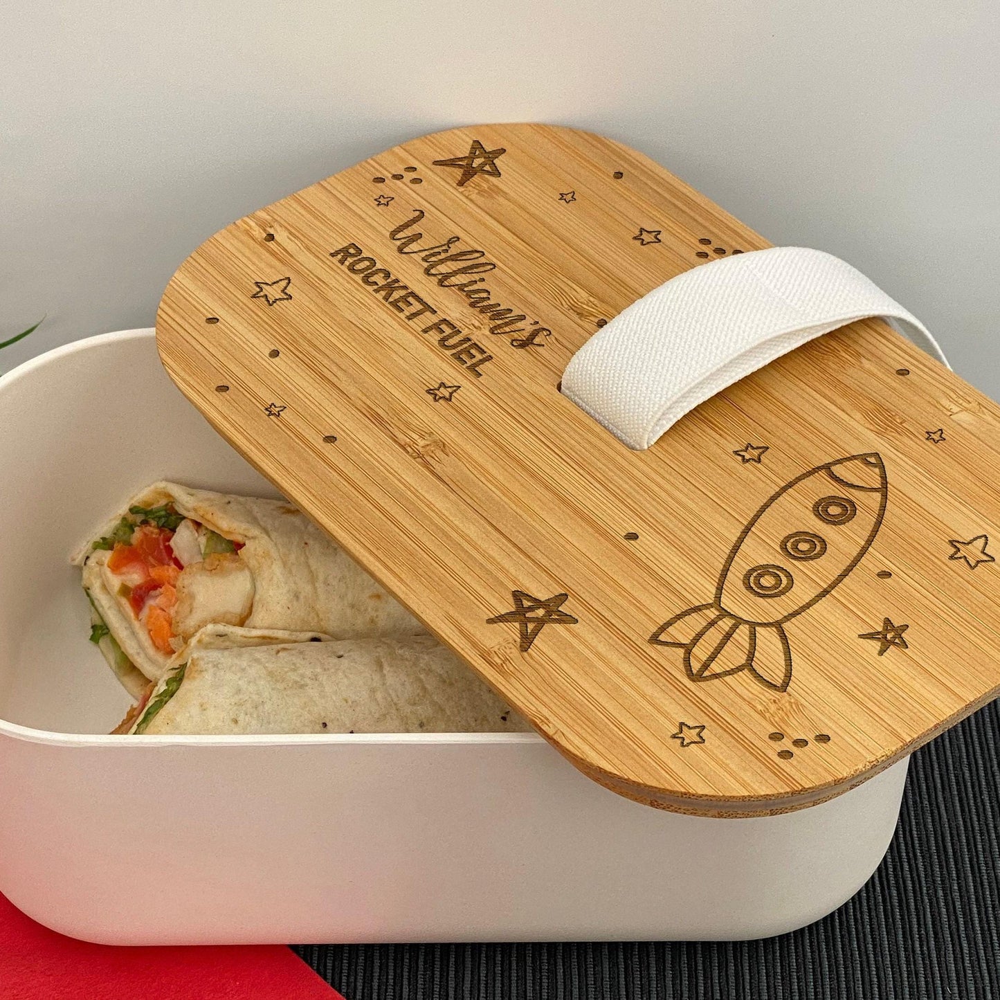 Rocket Fuel Personalised Bamboo Eco Friendly Lunchbox - School Work Packed Lunch