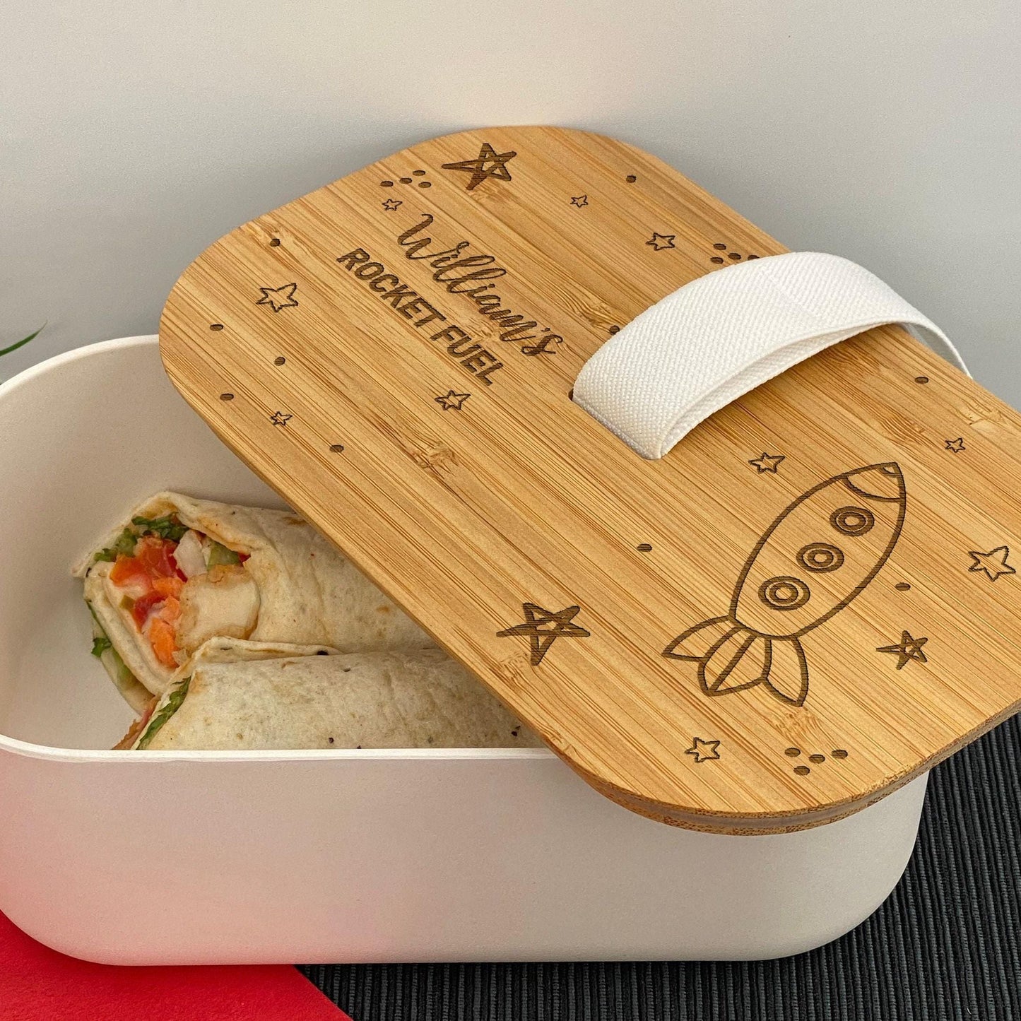 Rocket Fuel Personalised Bamboo Eco Friendly Lunchbox - School Work Packed Lunch