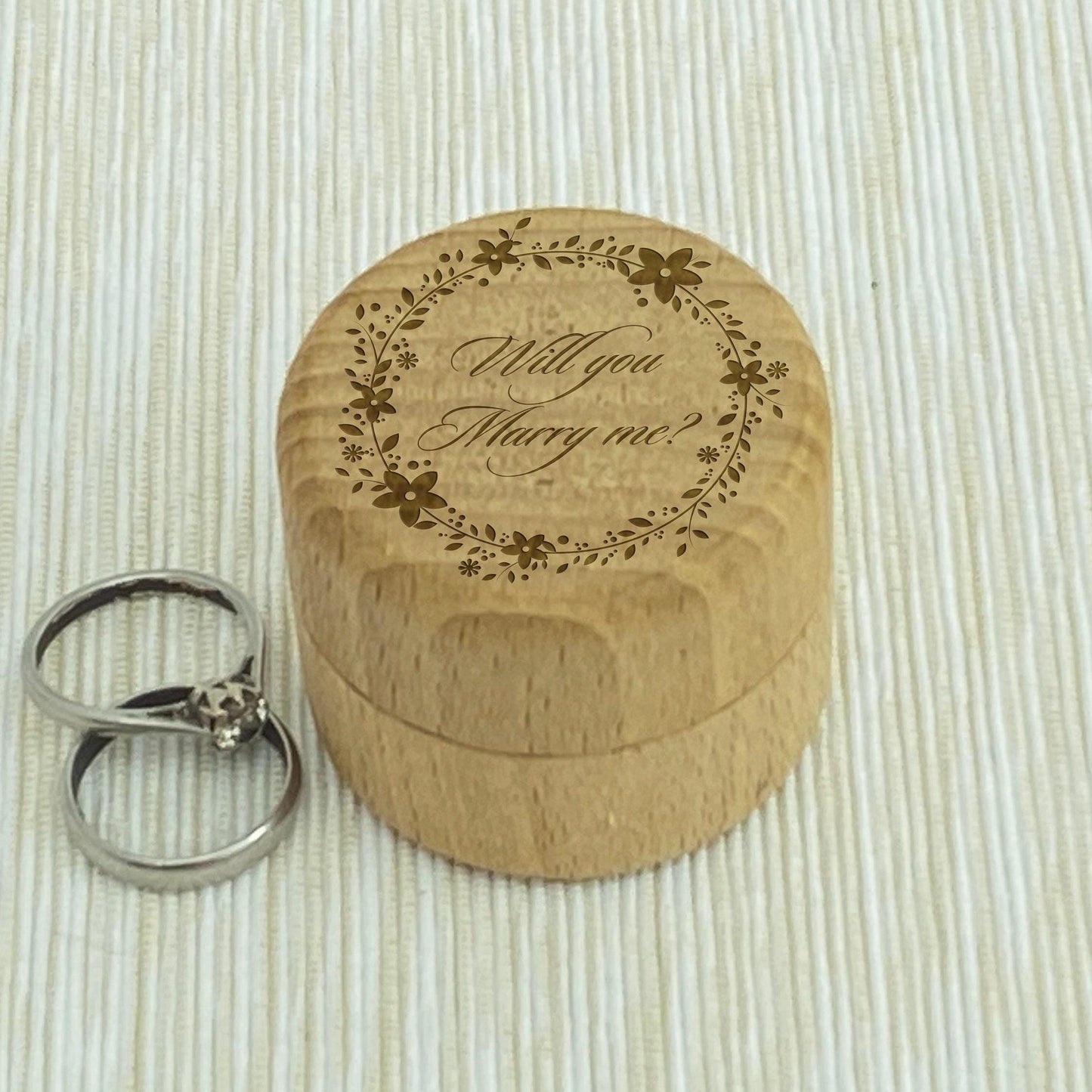 Will You Marry Me Floral Wreath Proposal Box Gift Wedding Engagement Engraved